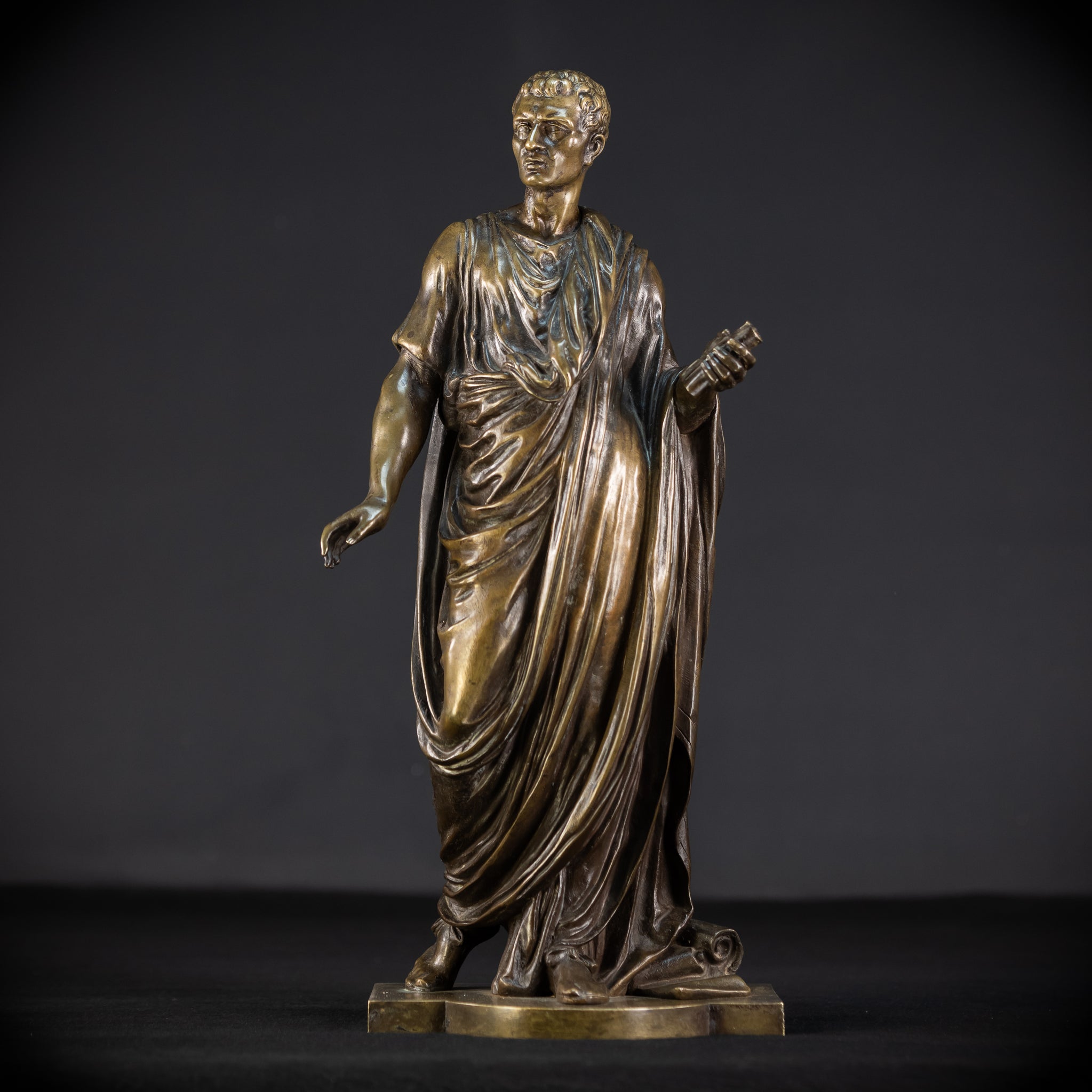 Julius Caesar Bronze Sculpture by Mathurin Moreau | 1800s Antique