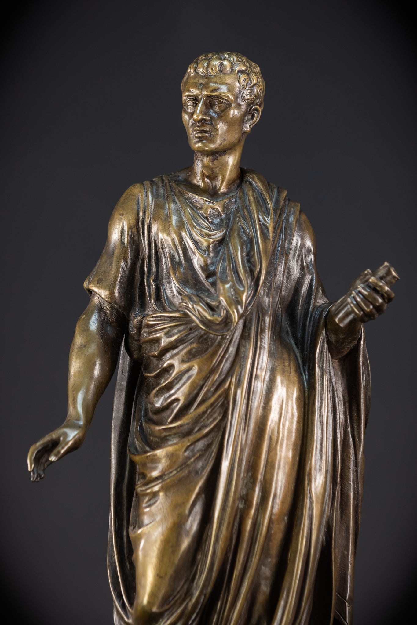 Julius Caesar Bronze Sculpture by Mathurin Moreau | 1800s Antique