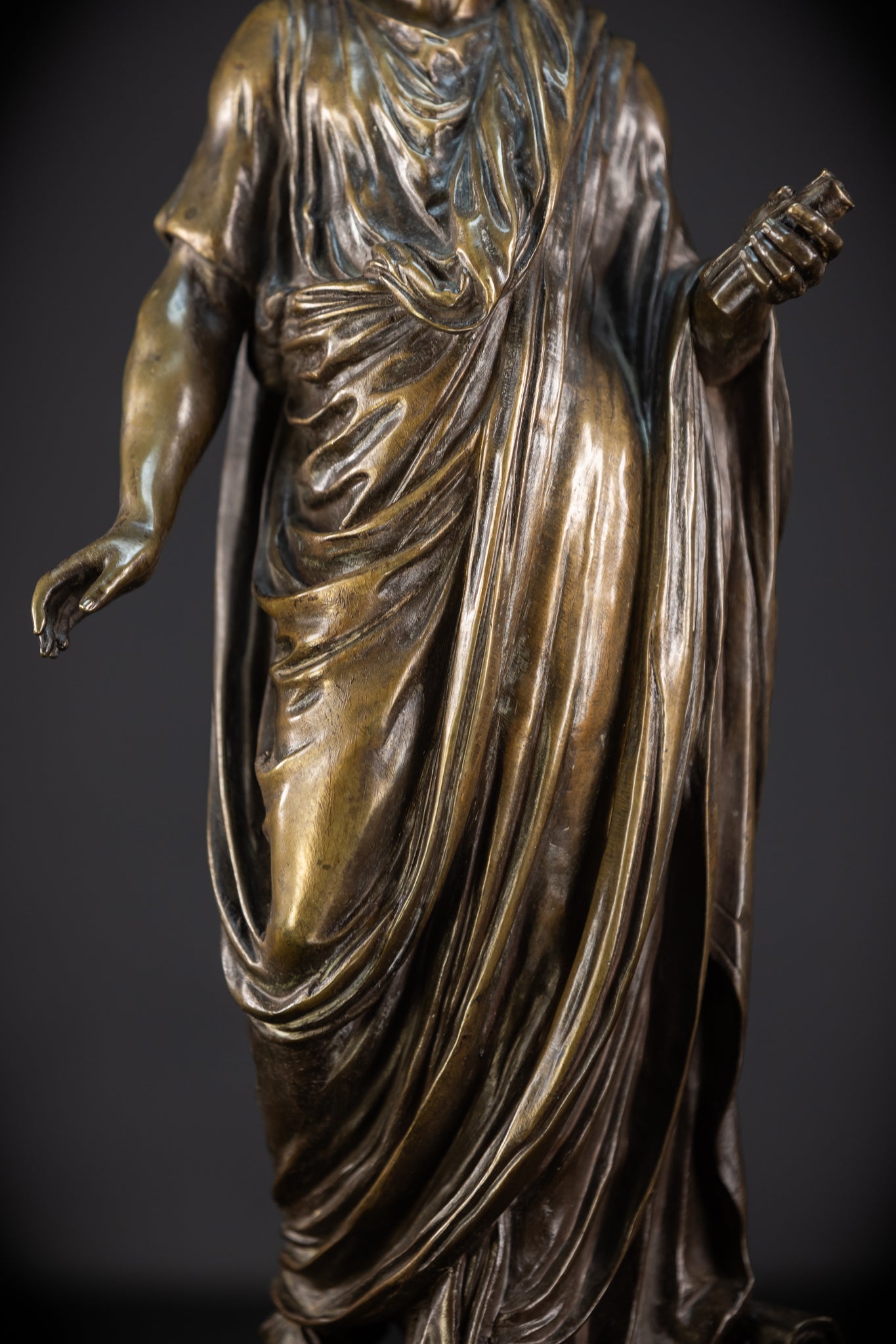 Julius Caesar Bronze Sculpture by Mathurin Moreau | 1800s Antique