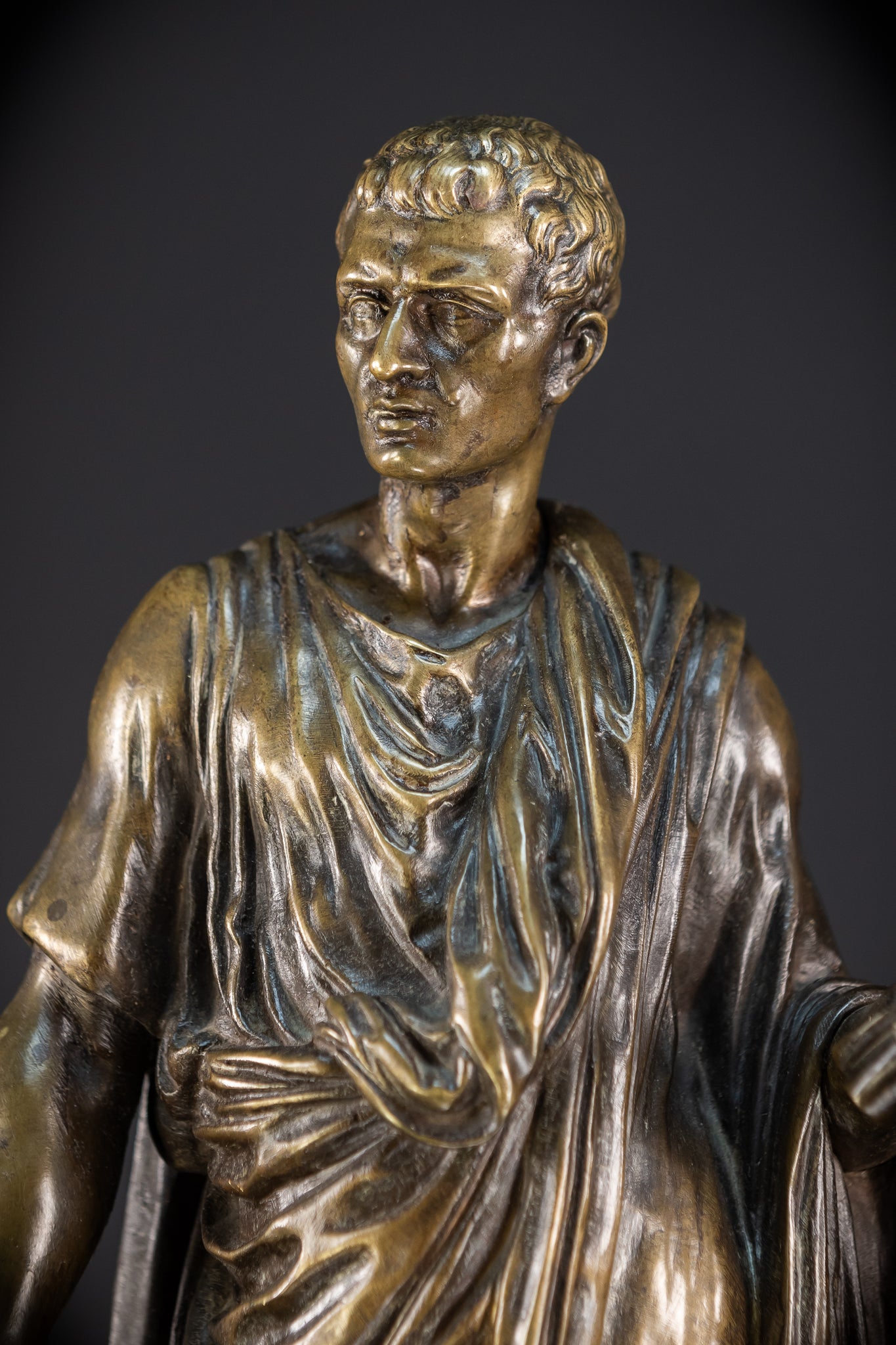 Julius Caesar Bronze Sculpture by Mathurin Moreau | 1800s Antique