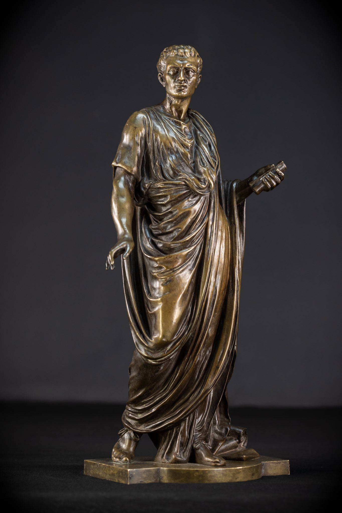 Julius Caesar Bronze Sculpture by Mathurin Moreau | 1800s Antique