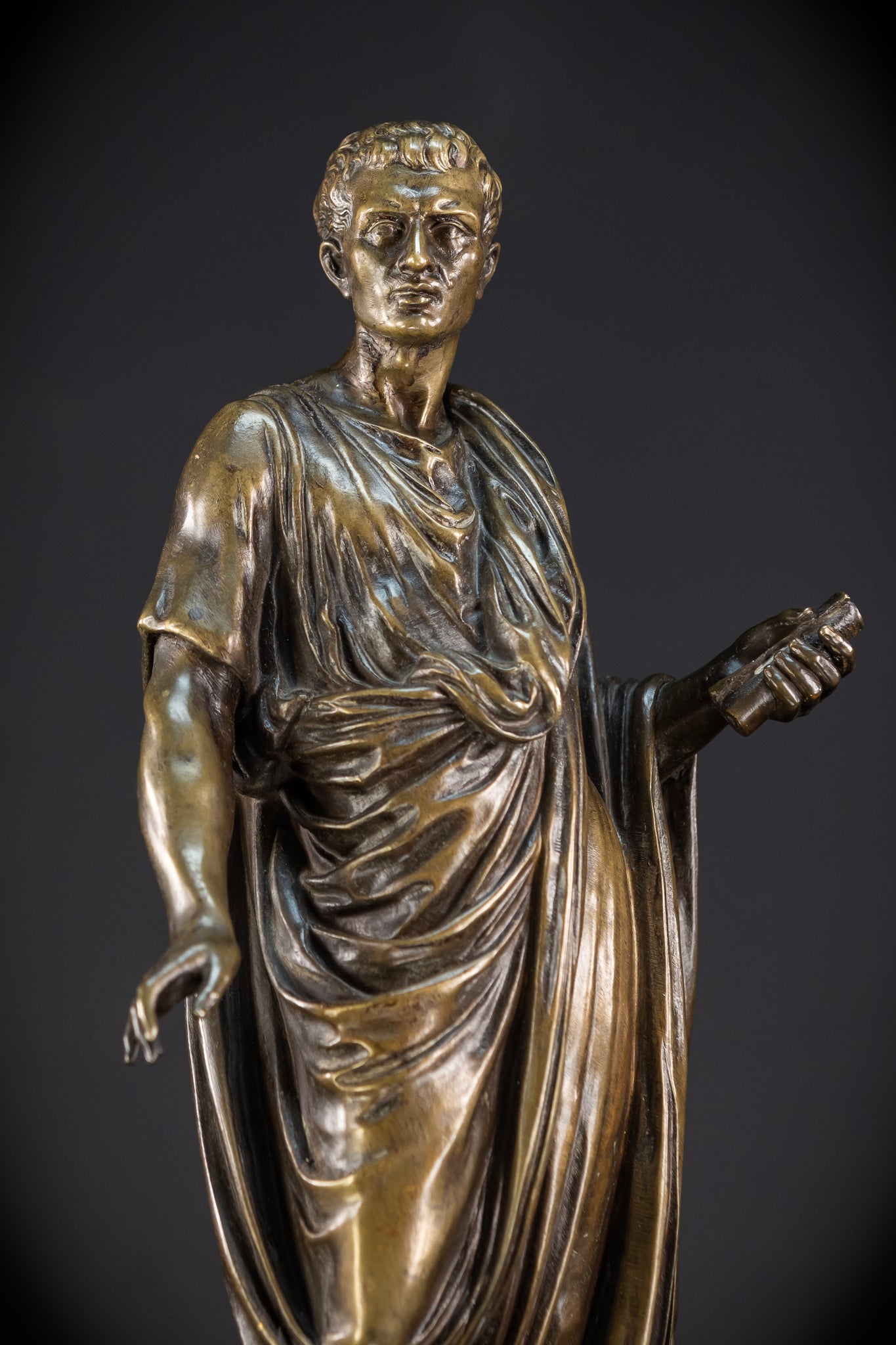 Julius Caesar Bronze Sculpture by Mathurin Moreau | 1800s Antique