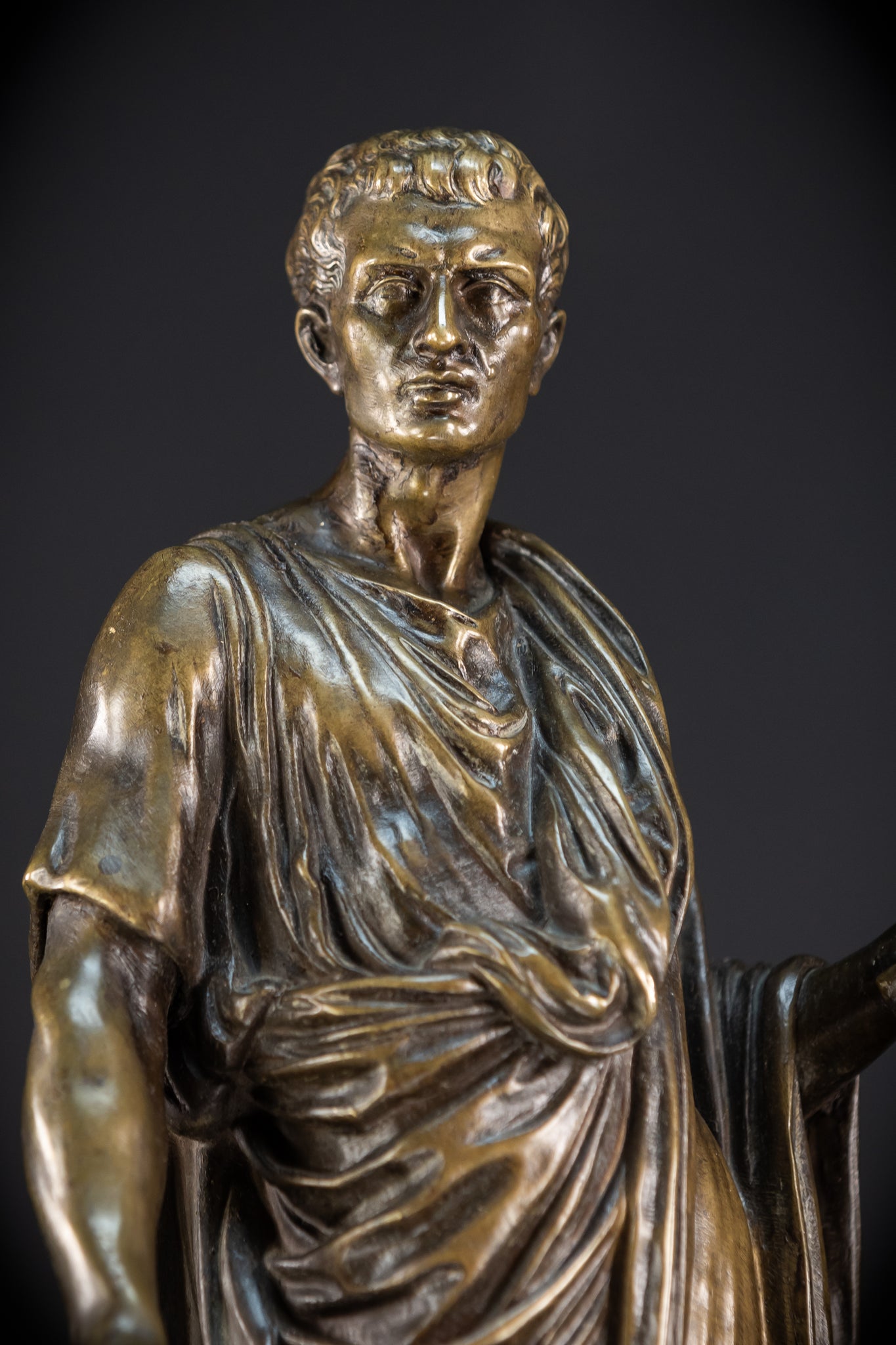Julius Caesar Bronze Sculpture by Mathurin Moreau | 1800s Antique