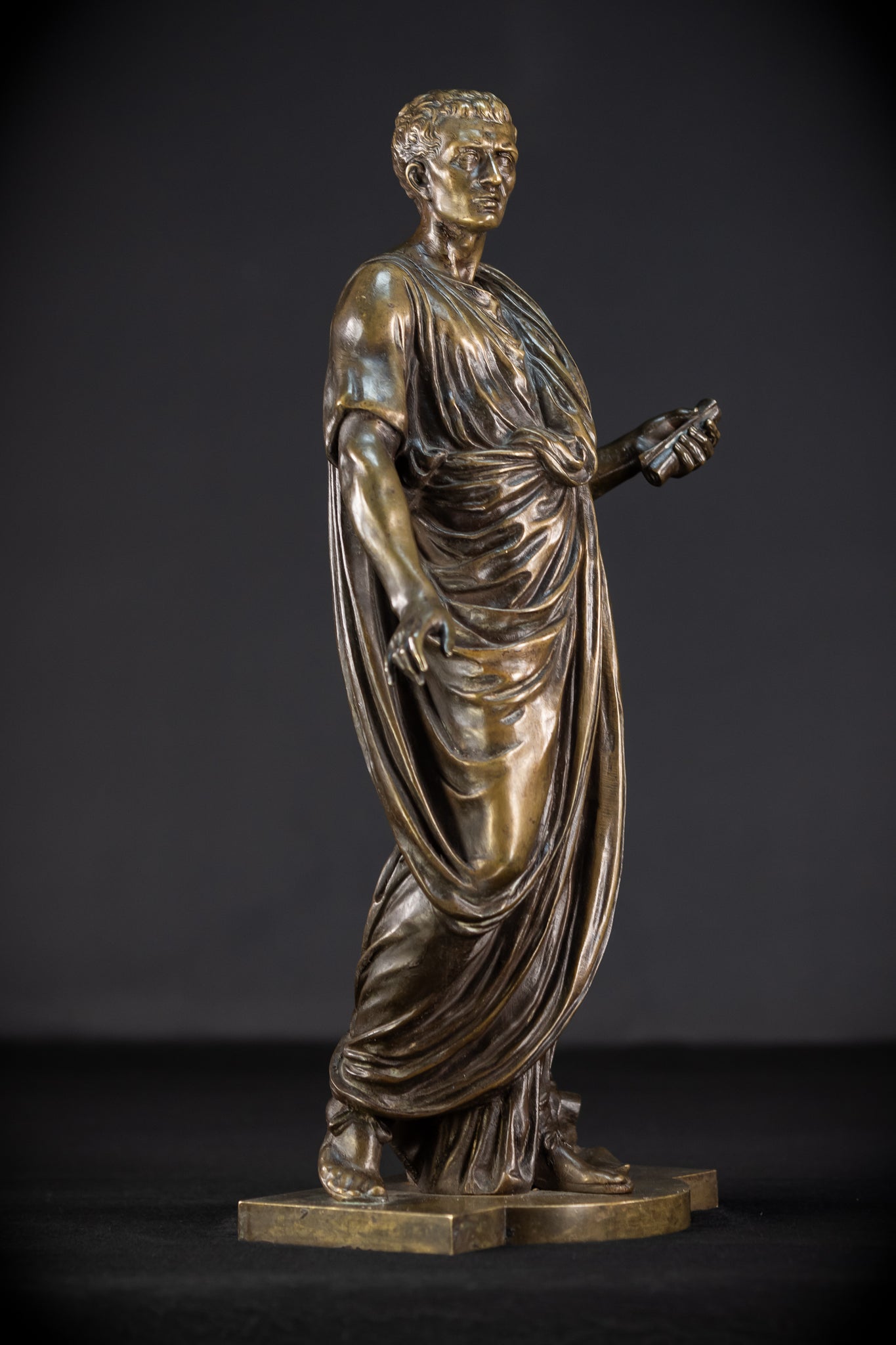 Julius Caesar Bronze Sculpture by Mathurin Moreau | 1800s Antique