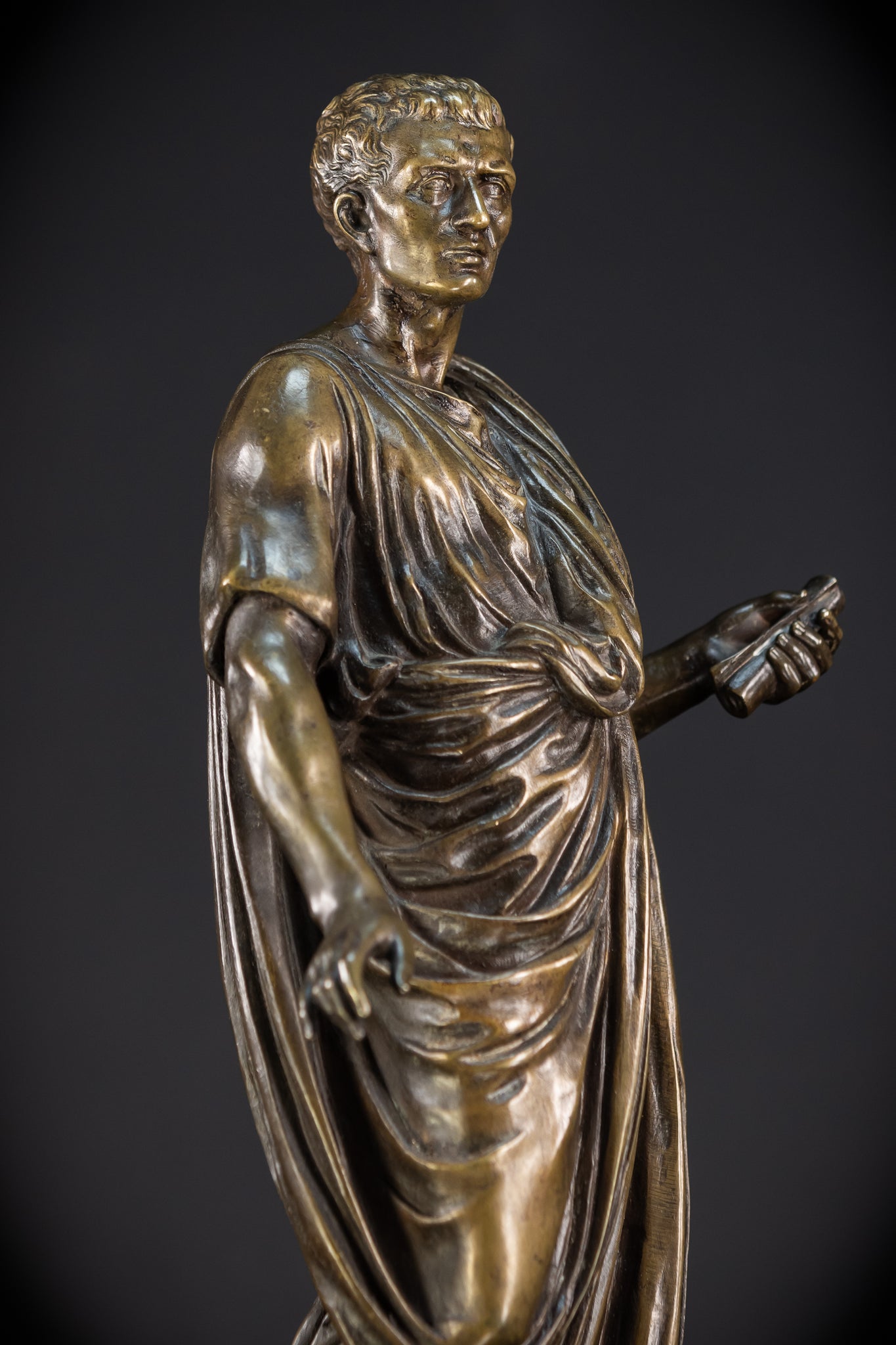 Julius Caesar Bronze Sculpture by Mathurin Moreau | 1800s Antique