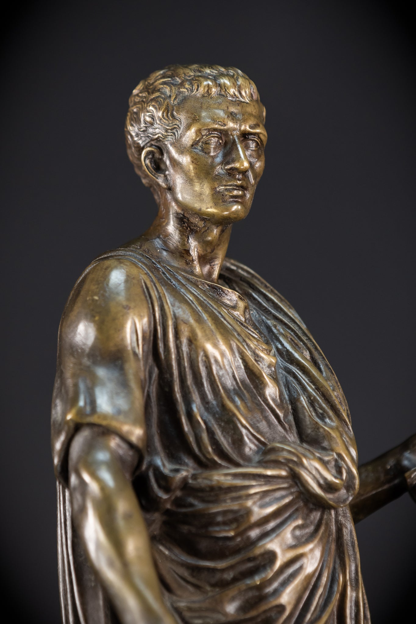 Julius Caesar Bronze Sculpture by Mathurin Moreau | 1800s Antique