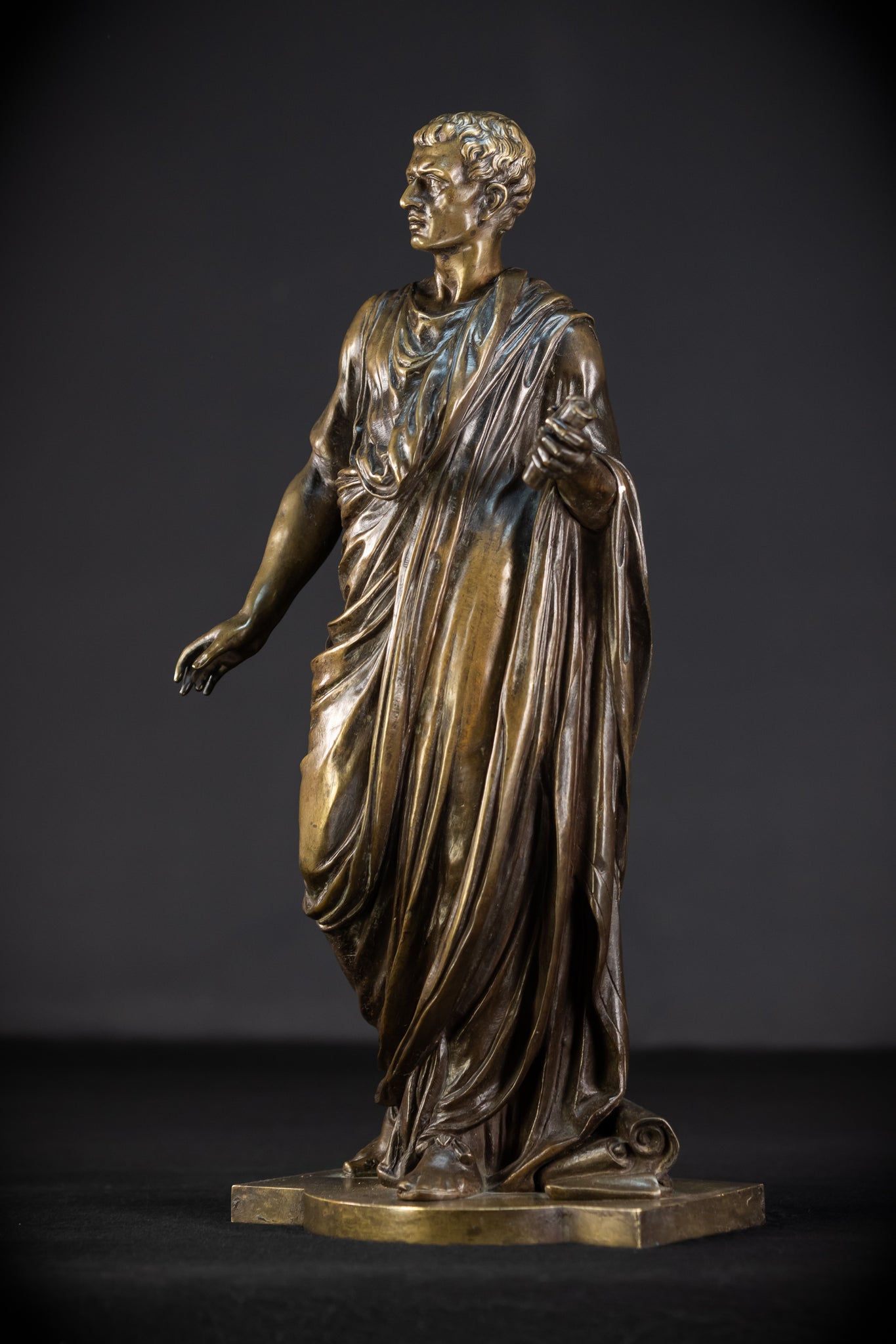 Julius Caesar Bronze Sculpture by Mathurin Moreau | 1800s Antique