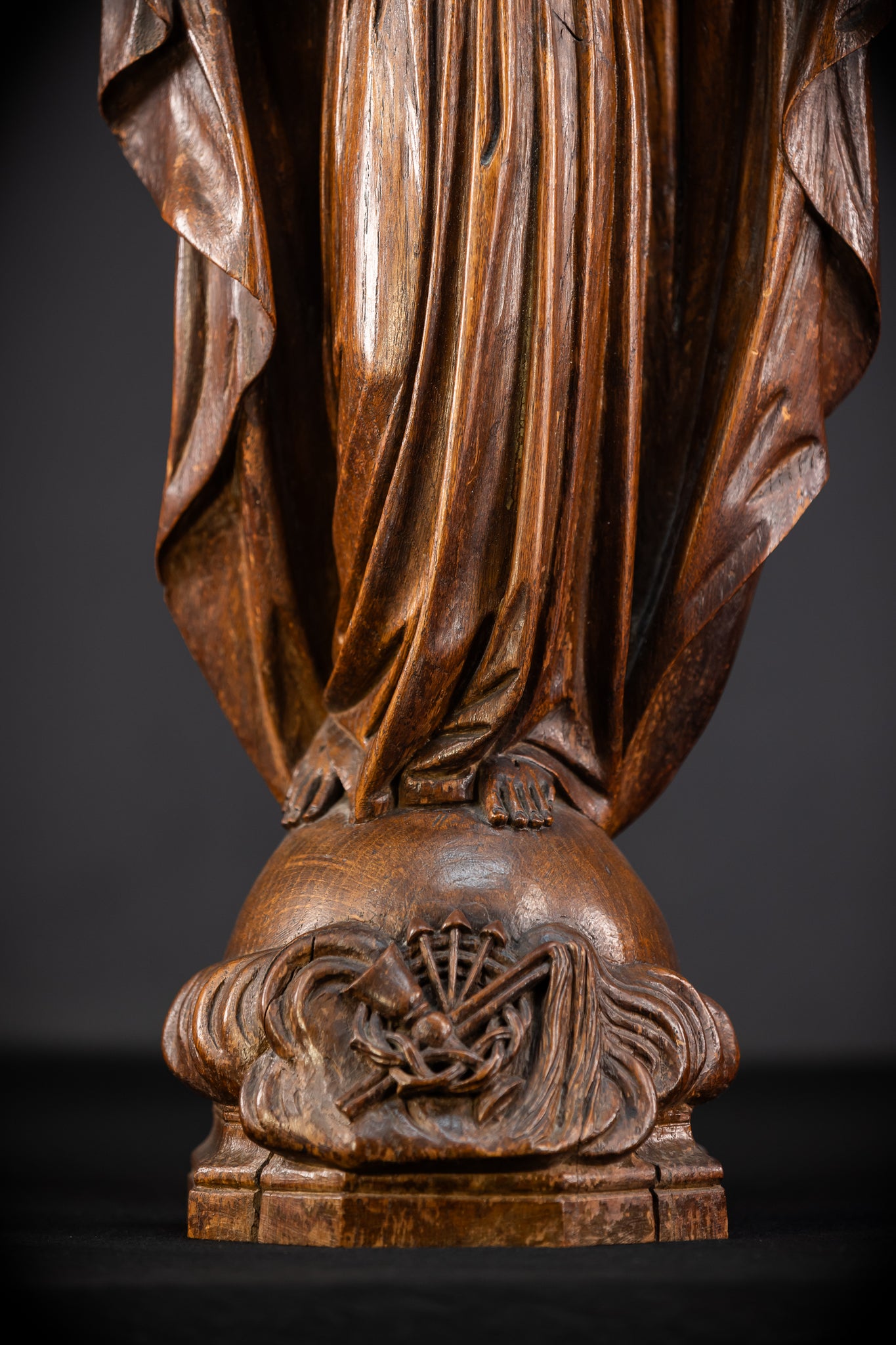 Sacred Heart Jesus Wooden Sculpture | 1800s Antique | 23.2"