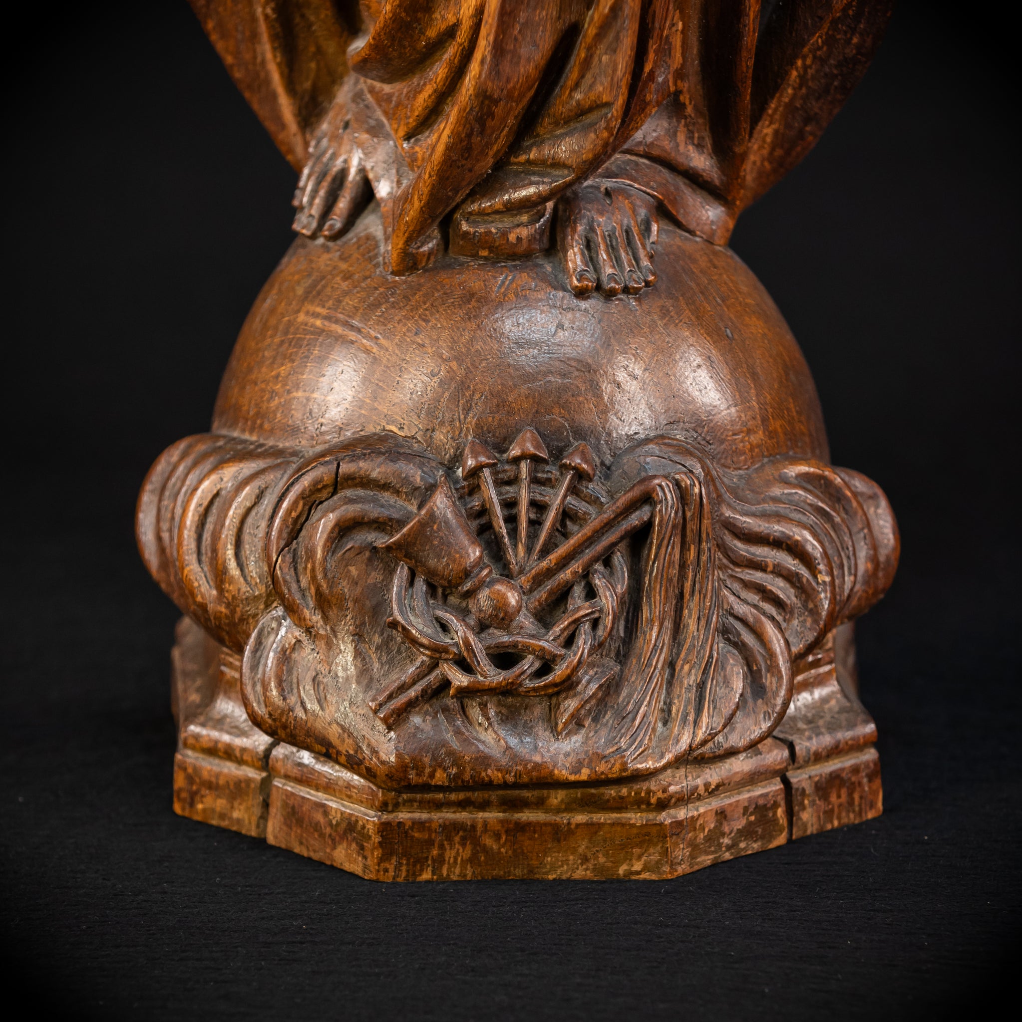 Sacred Heart Jesus Wooden Sculpture | 1800s Antique | 23.2"