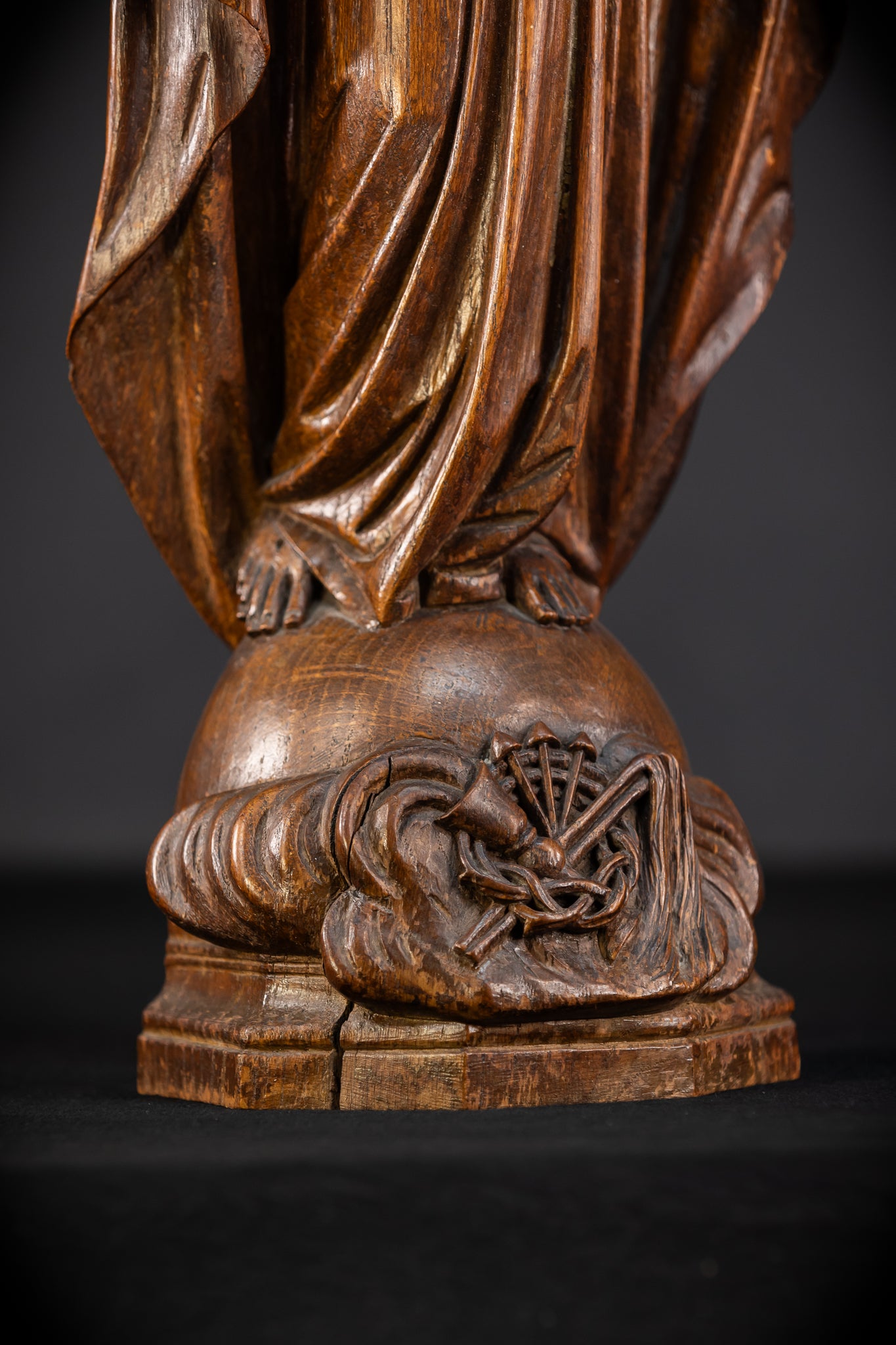 Sacred Heart Jesus Wooden Sculpture | 1800s Antique | 23.2"