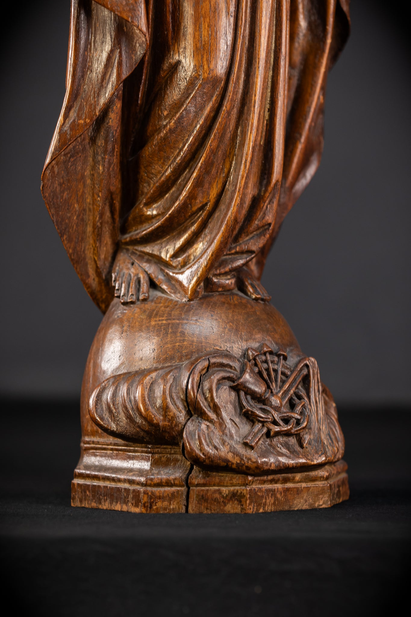Sacred Heart Jesus Wooden Sculpture | 1800s Antique | 23.2"