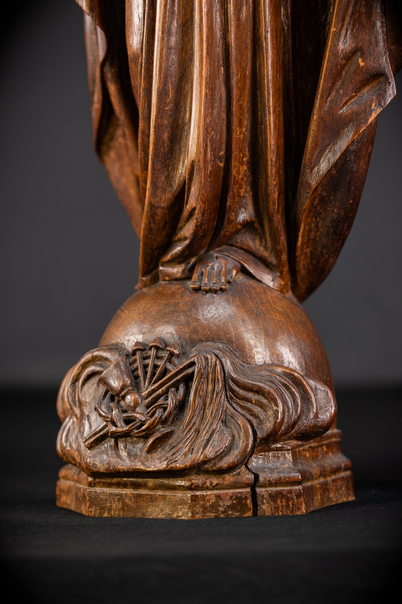 Sacred Heart Jesus Wooden Sculpture | 1800s Antique | 23.2"