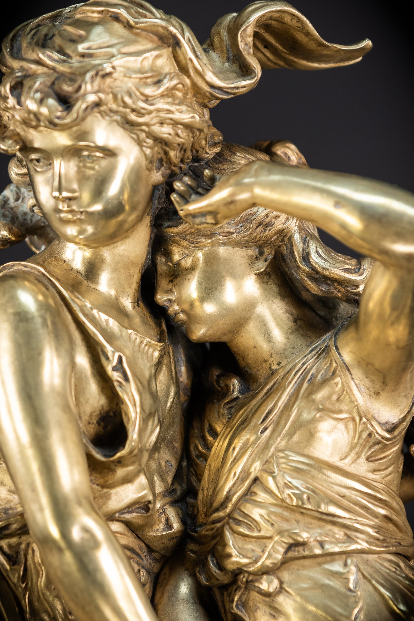Bronze Sculpture by H Moreau - Two Sisters 1800s Antique