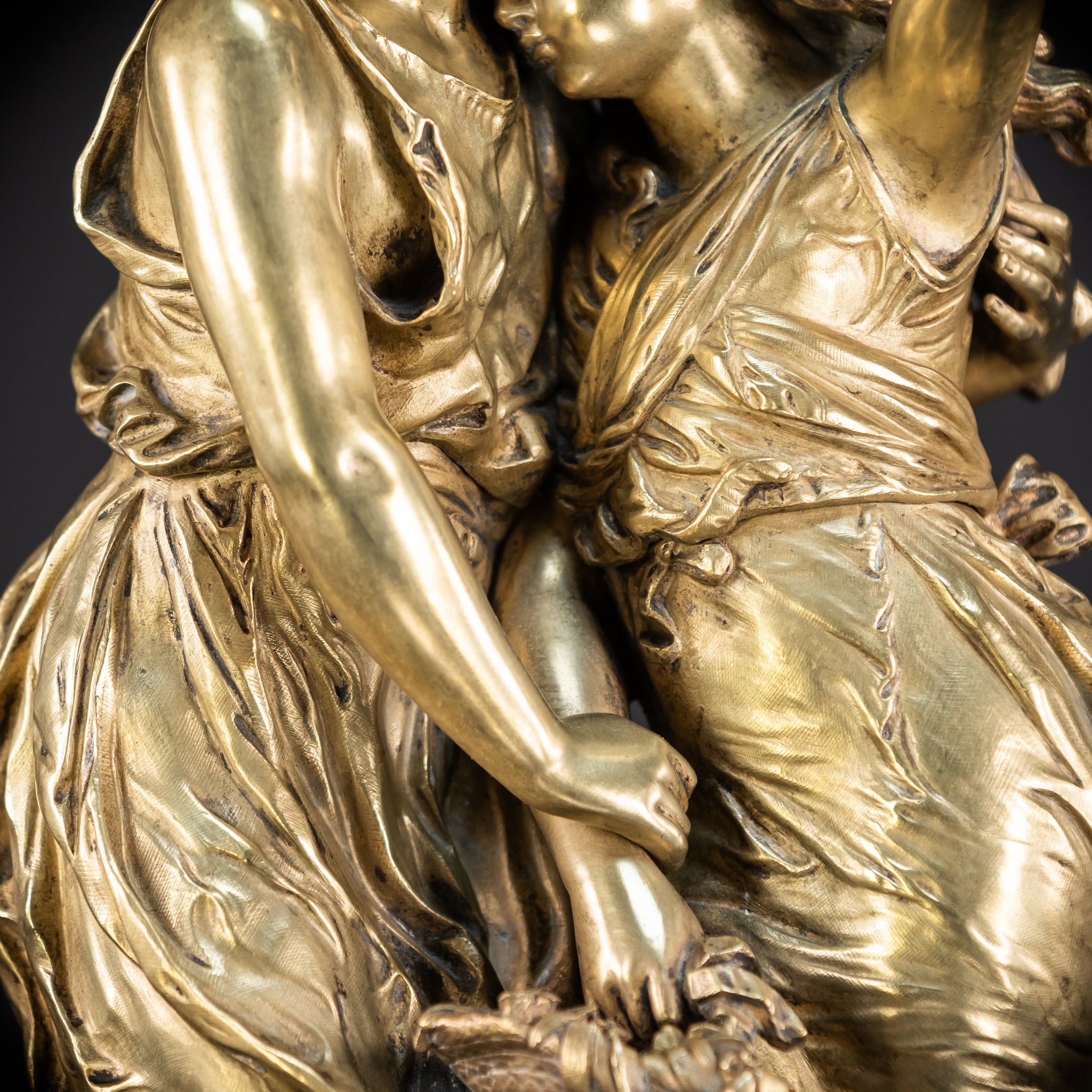 Bronze Sculpture by H Moreau - Two Sisters 1800s Antique