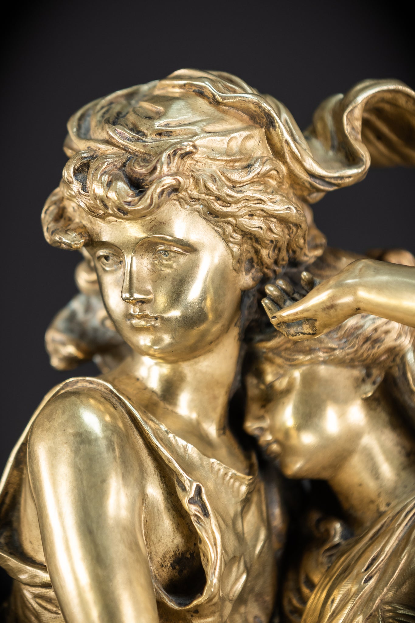 Bronze Sculpture by H Moreau - Two Sisters 1800s Antique