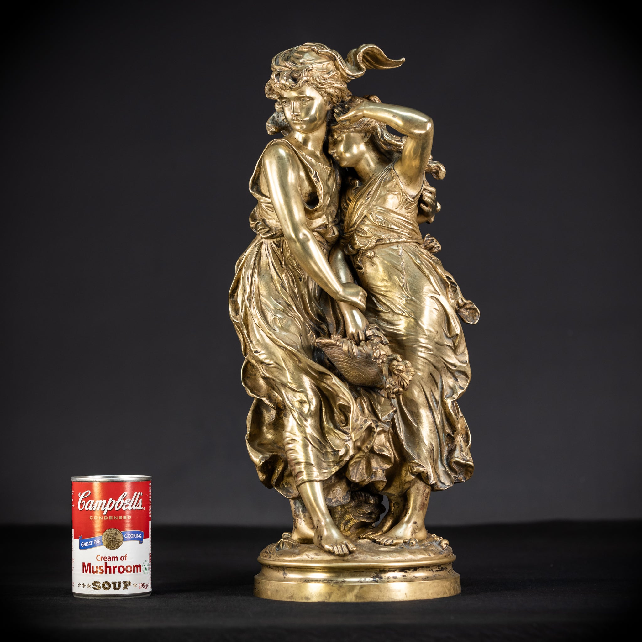 Bronze Sculpture by H Moreau - Two Sisters 1800s Antique