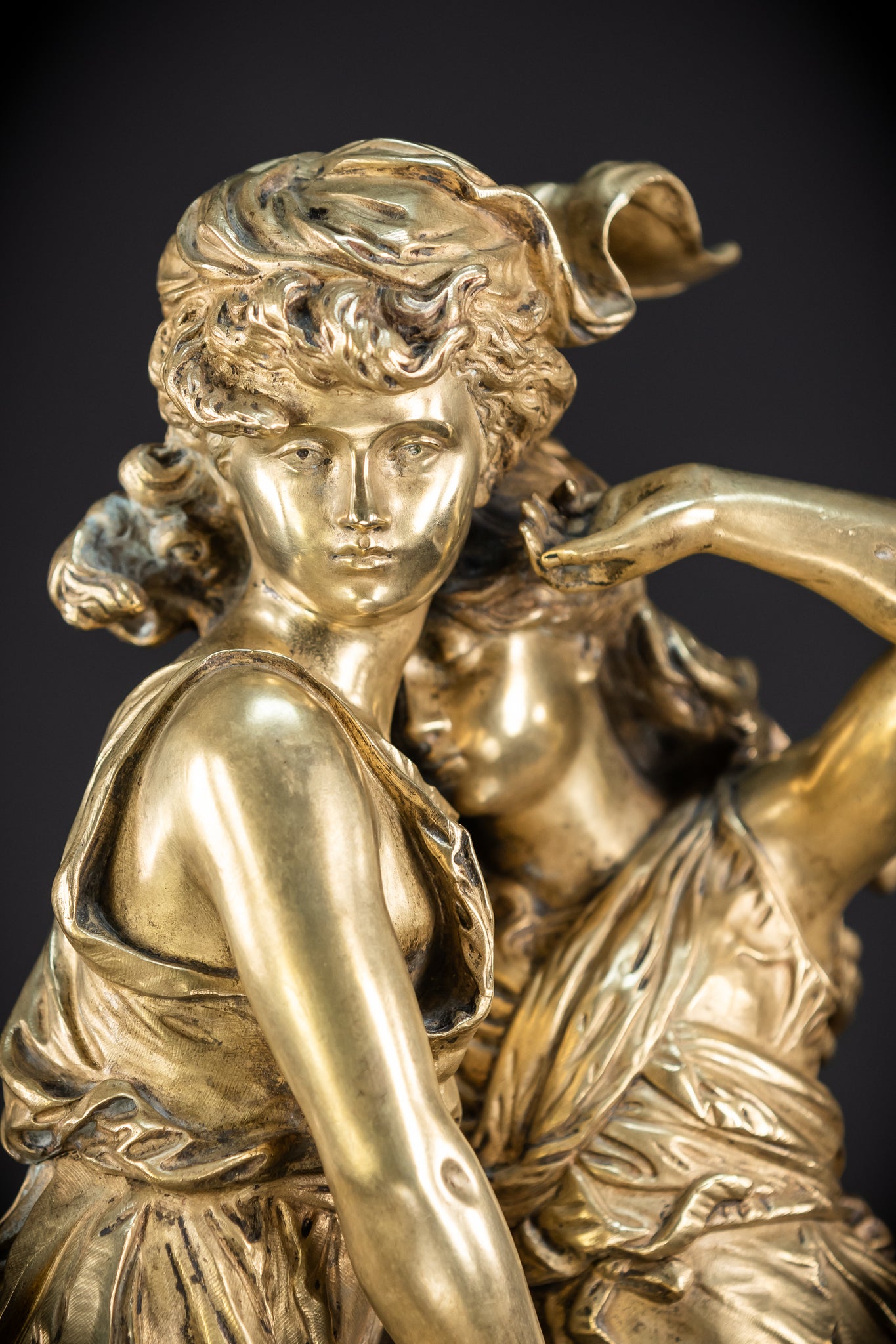 Bronze Sculpture by H Moreau - Two Sisters 1800s Antique