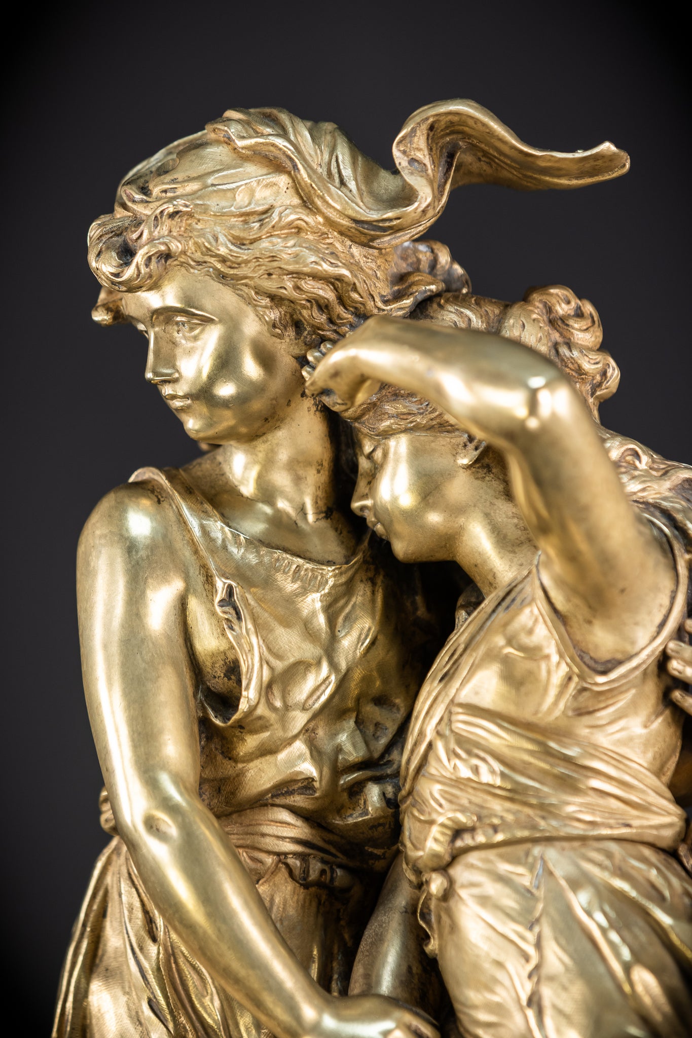 Bronze Sculpture by H Moreau - Two Sisters 1800s Antique