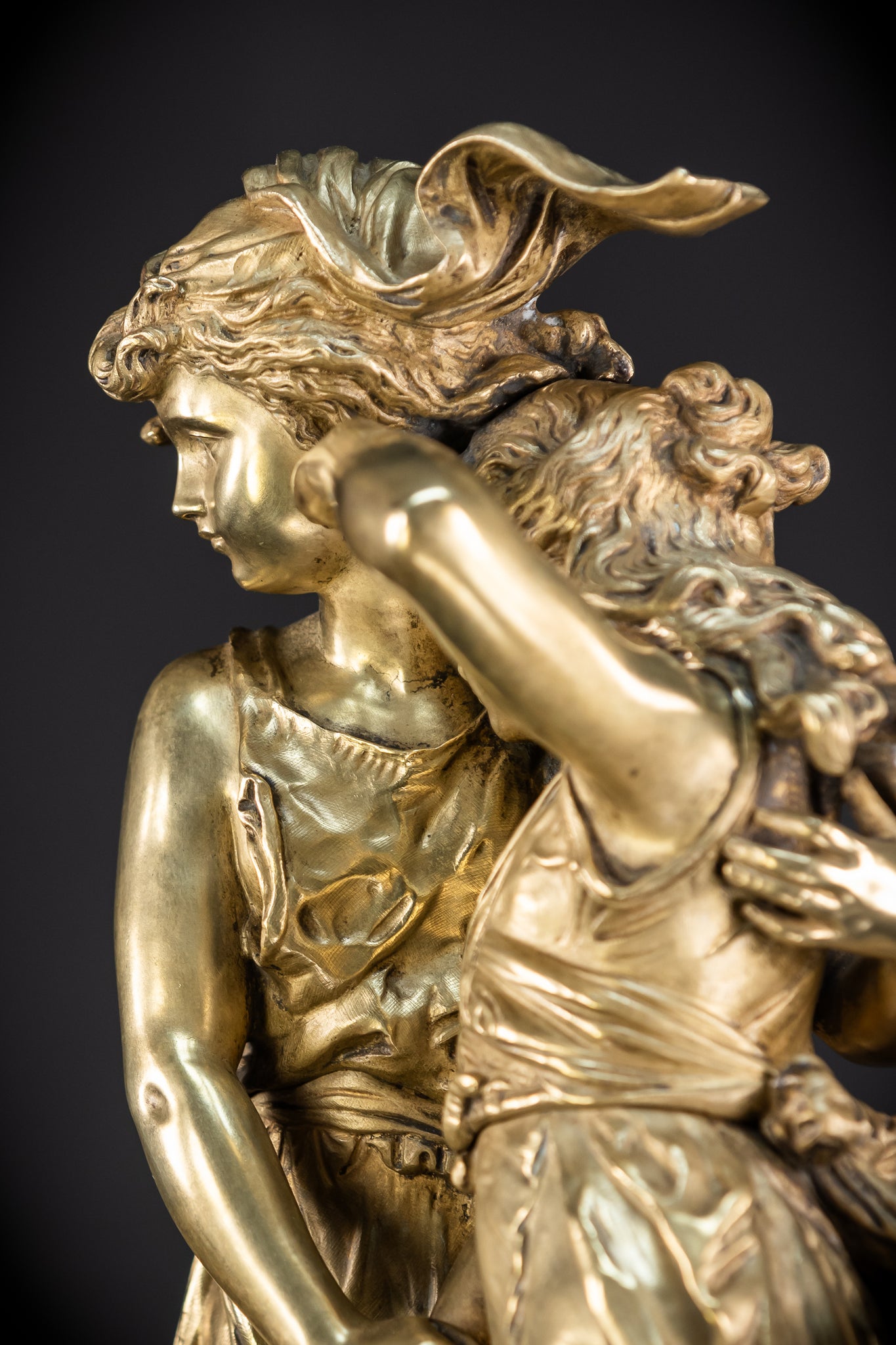 Bronze Sculpture by H Moreau - Two Sisters 1800s Antique