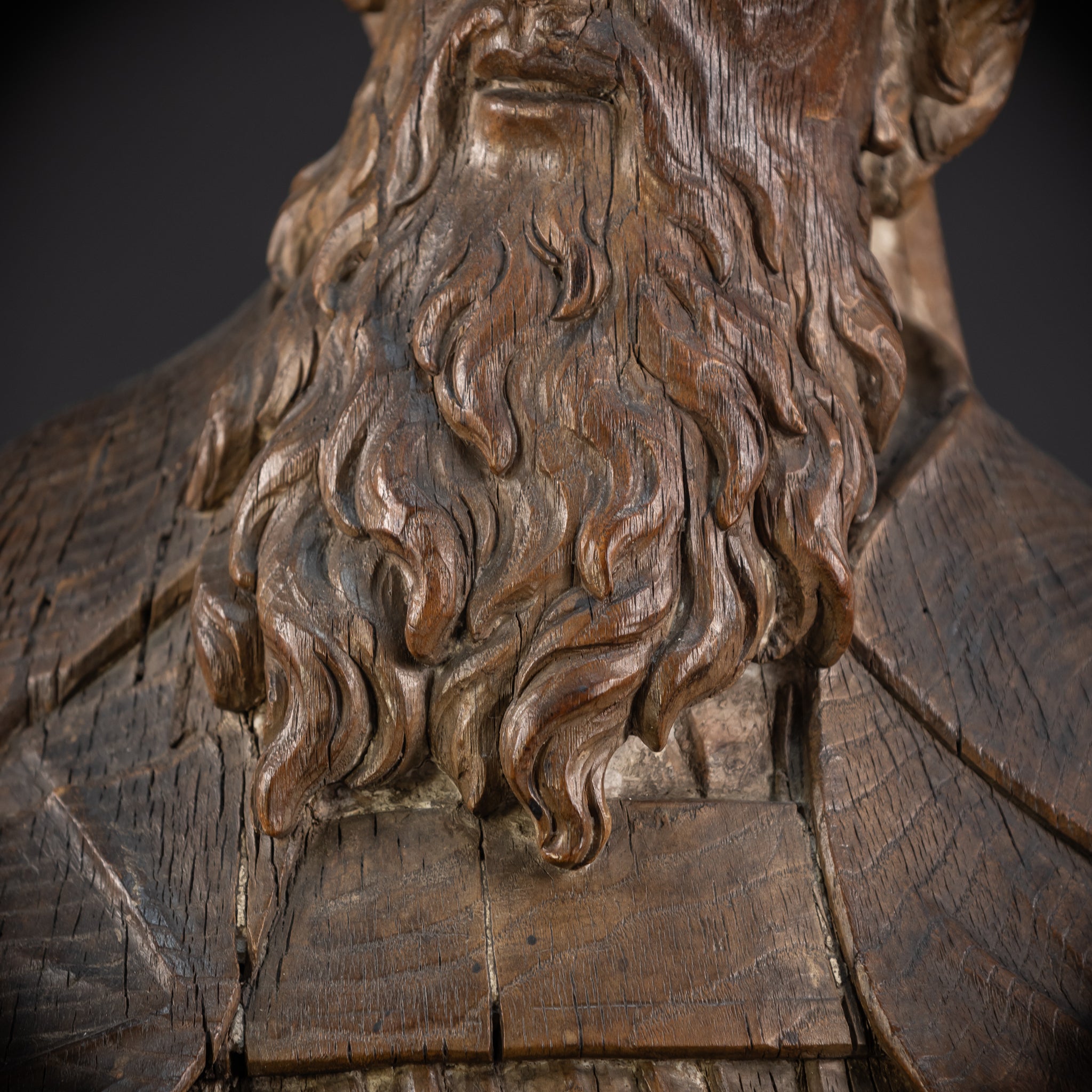 Saint Augustine of Hippo Wooden Bust Statue | 1600s Antique | 23.6" / 60 cm