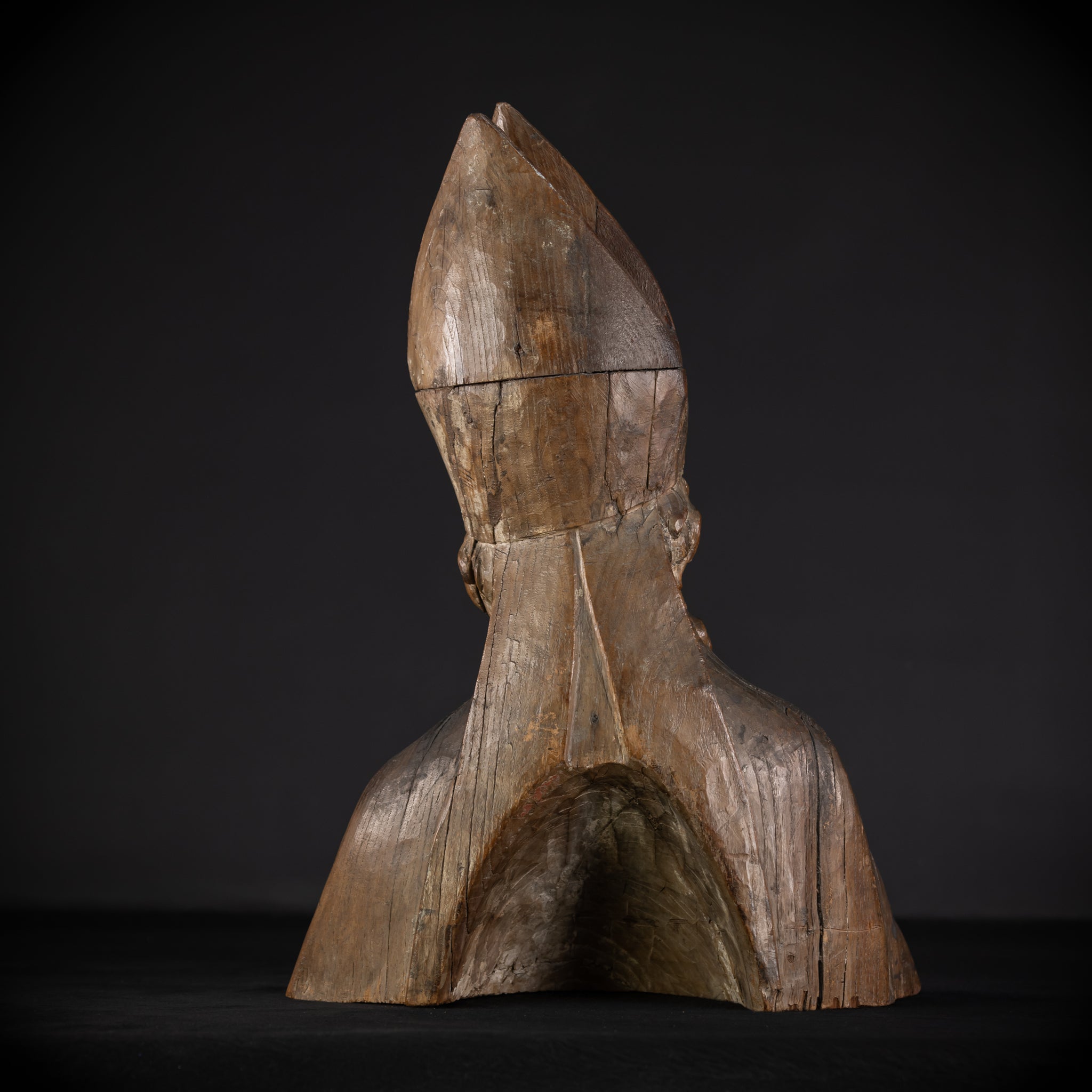Saint Augustine of Hippo Wooden Bust Statue | 1600s Antique | 23.6" / 60 cm