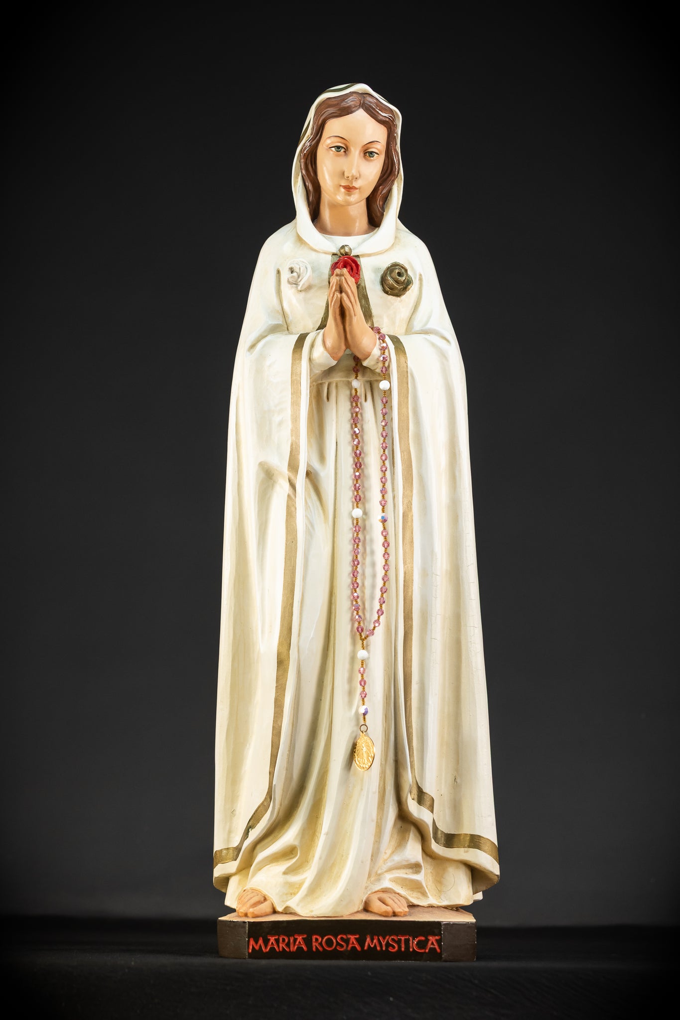 27.6" / 70 cm | Maria Rosa Mystica Wooden Statue