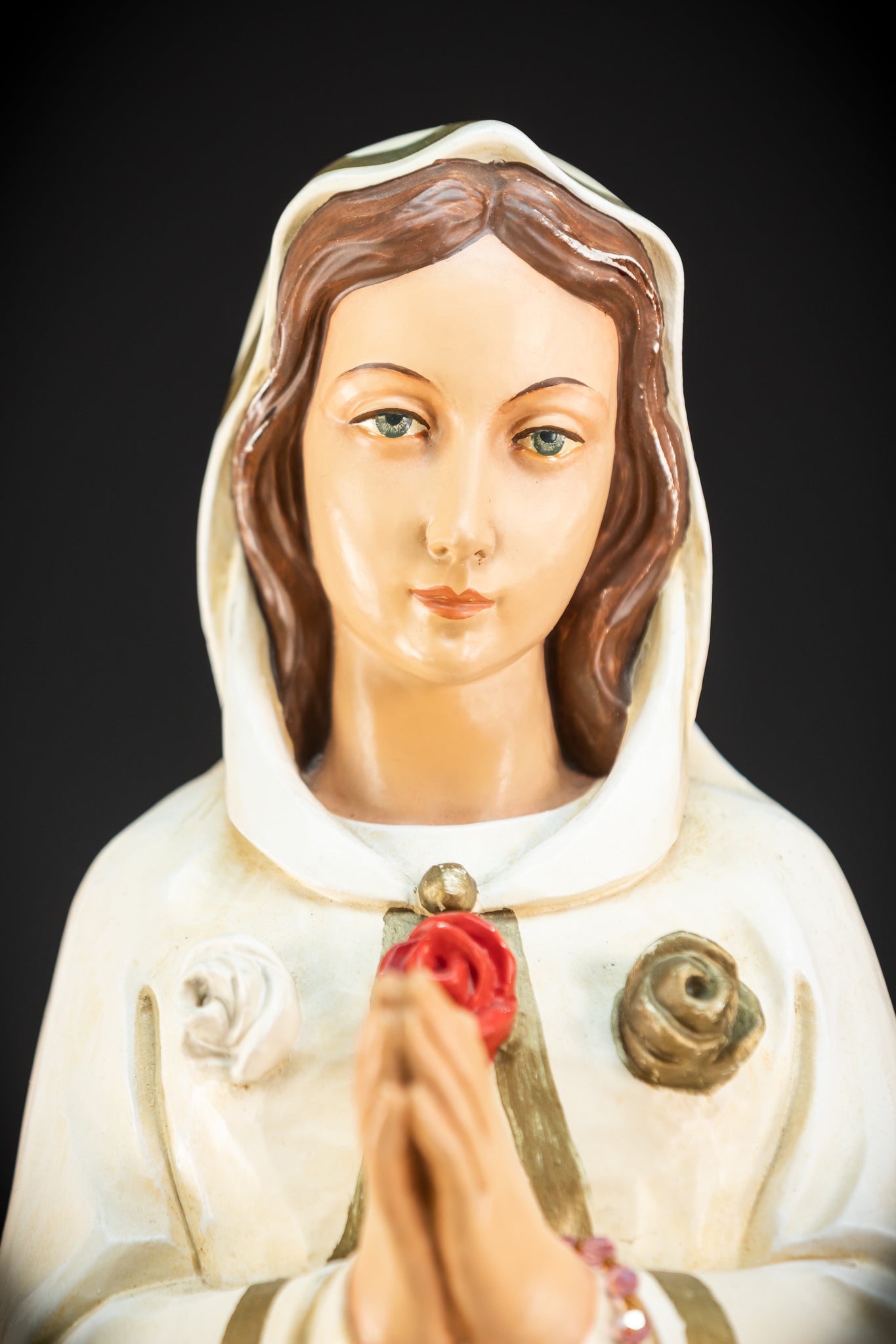 27.6" / 70 cm | Maria Rosa Mystica Wooden Statue