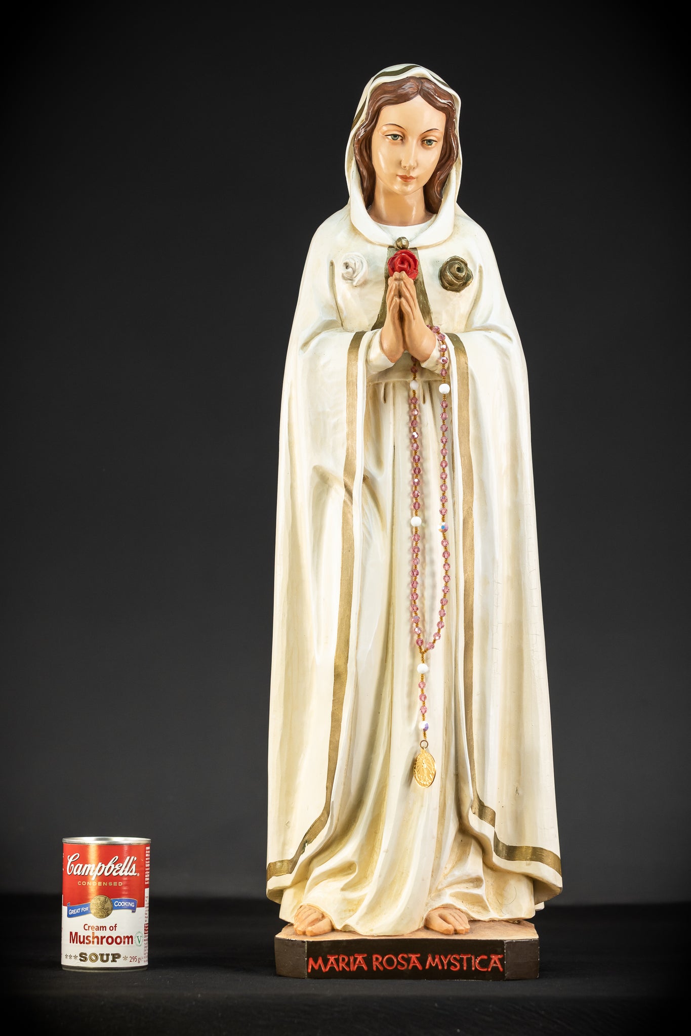 27.6" / 70 cm | Maria Rosa Mystica Wooden Statue