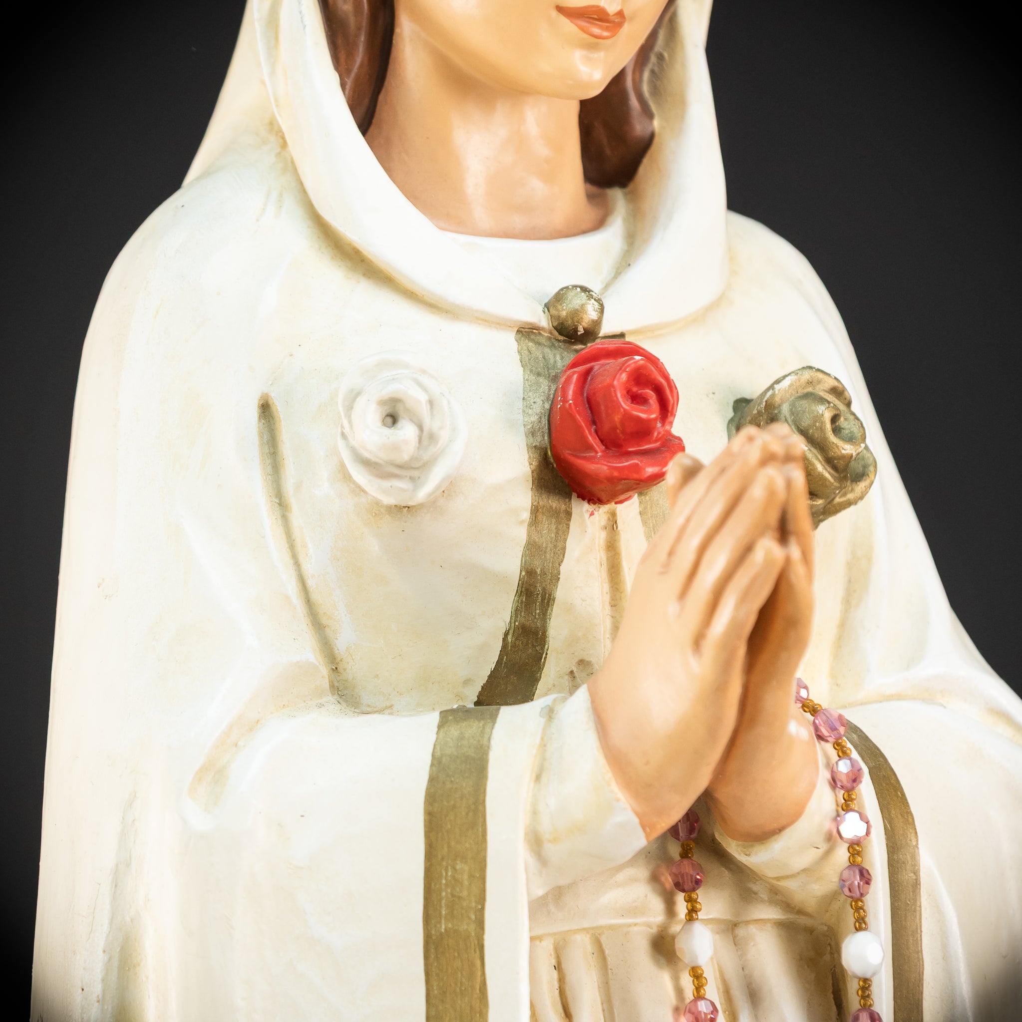 27.6" / 70 cm | Maria Rosa Mystica Wooden Statue