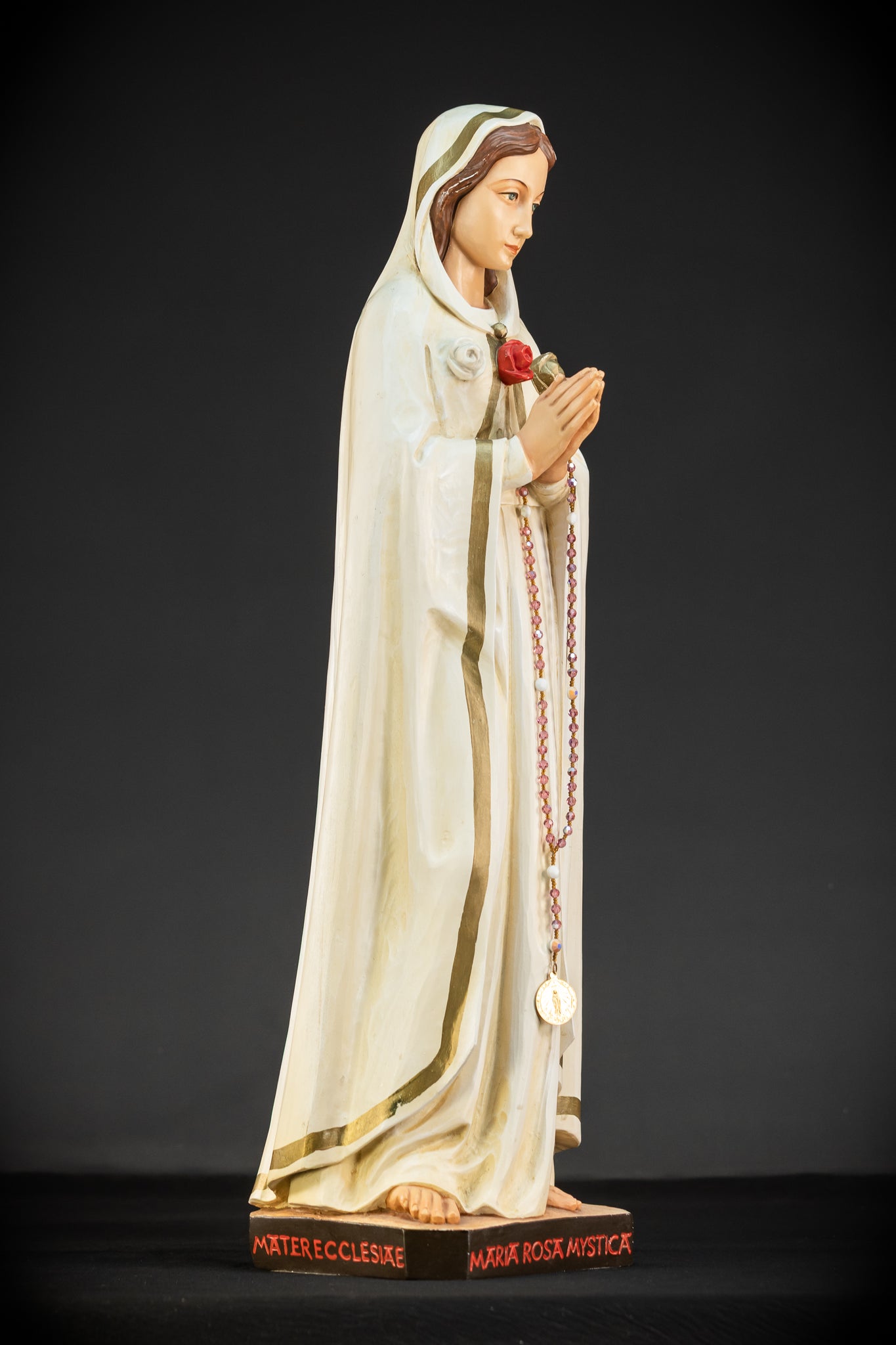 27.6" / 70 cm | Maria Rosa Mystica Wooden Statue