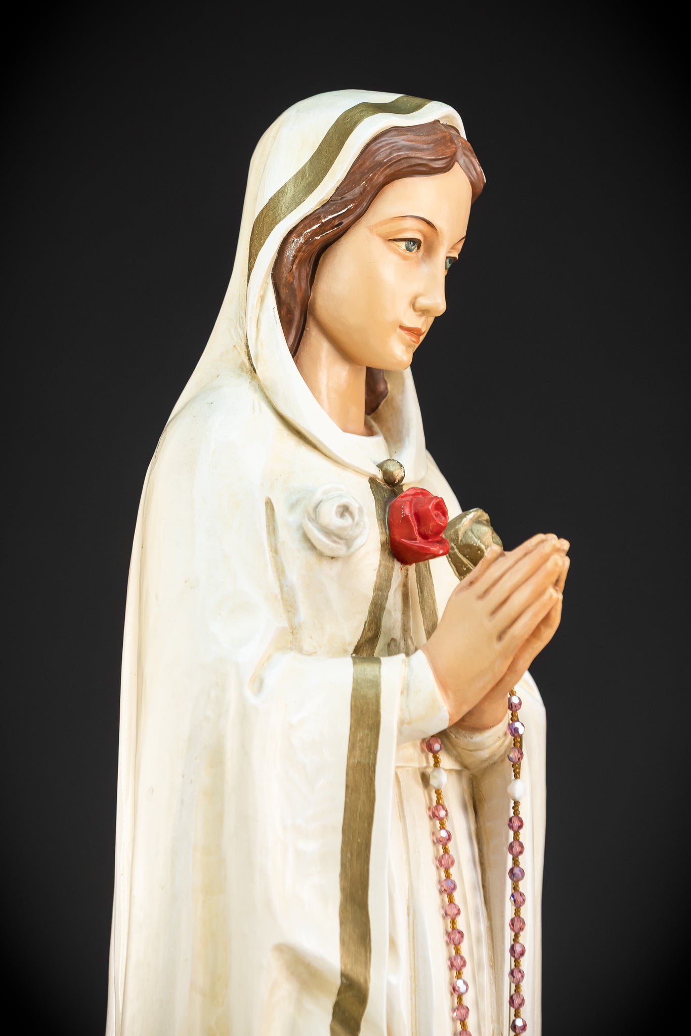 27.6" / 70 cm | Maria Rosa Mystica Wooden Statue
