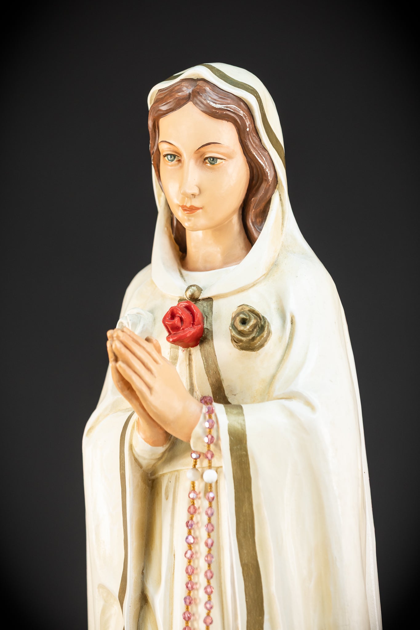 27.6" / 70 cm | Maria Rosa Mystica Wooden Statue