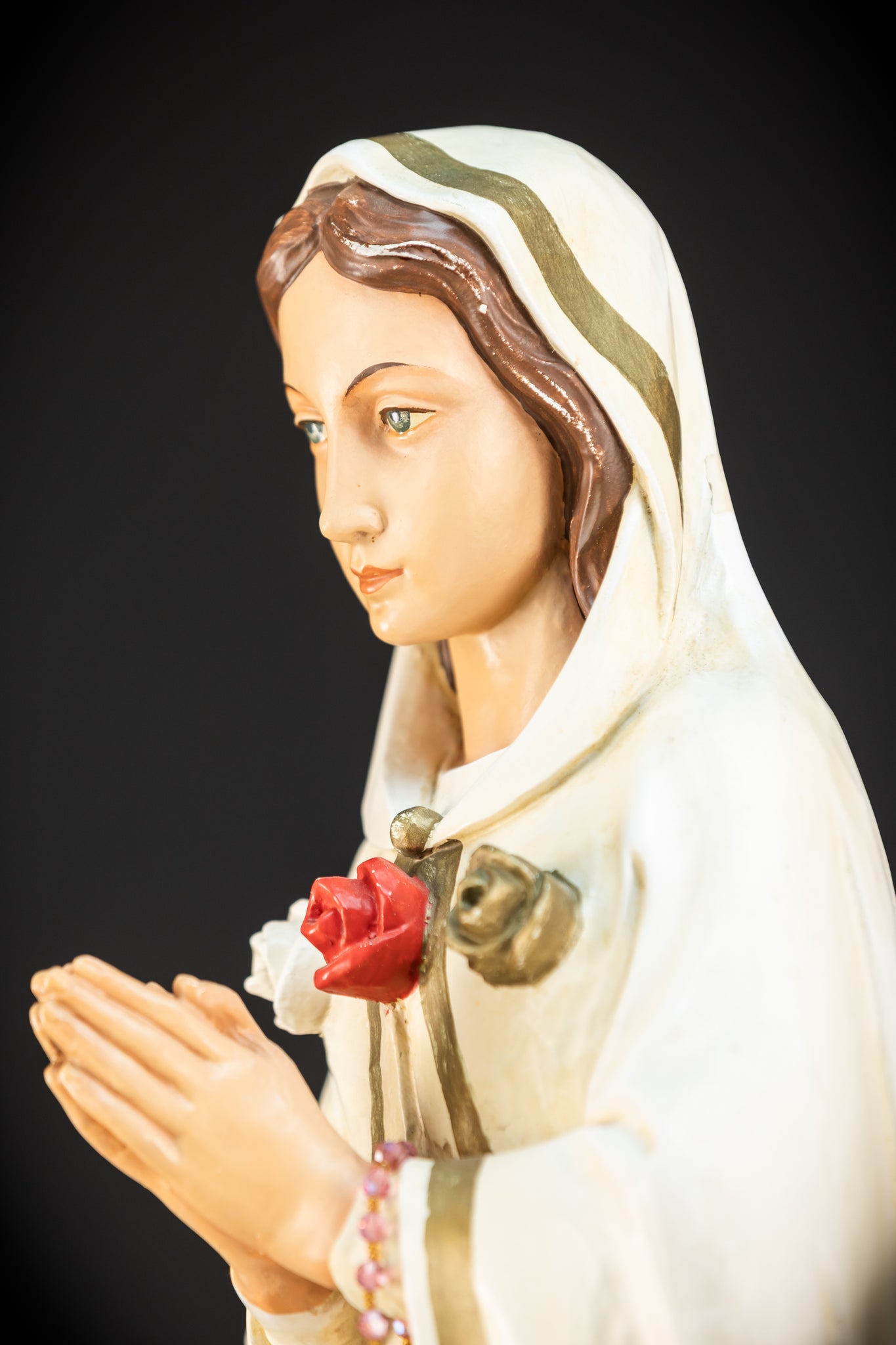 27.6" / 70 cm | Maria Rosa Mystica Wooden Statue