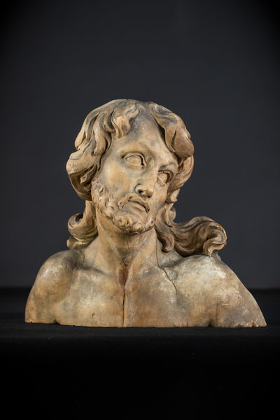 Jesus Bust Wood Carving | 16th Century Mannerism | 15" / 32.5 cm