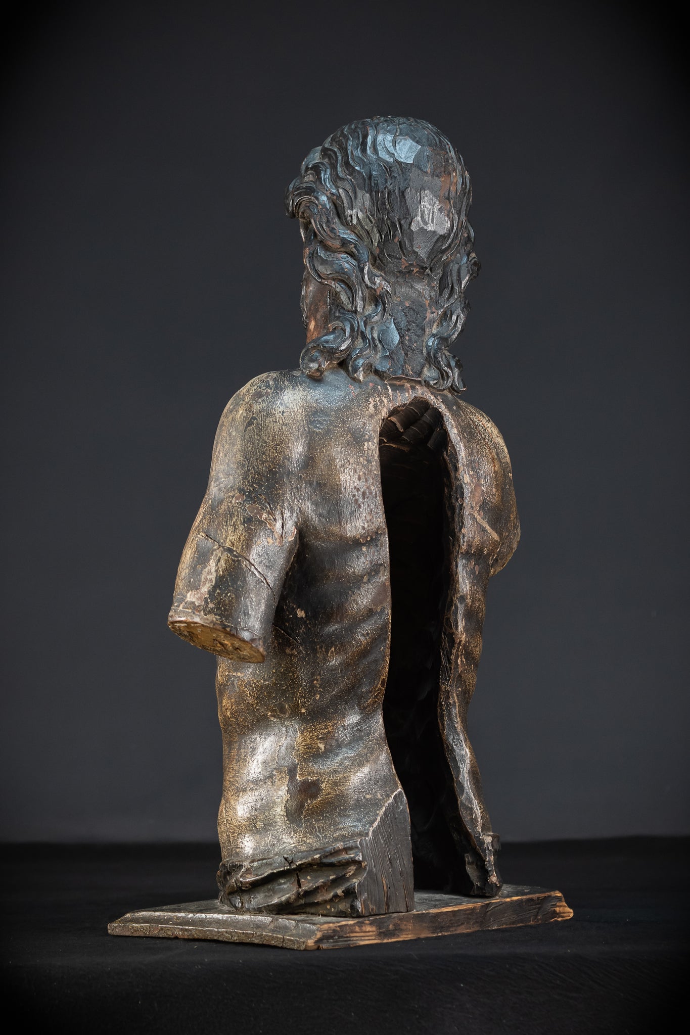 Jesus Christ Torso Wood Carving | Italy 1500s Antique | 25.2"