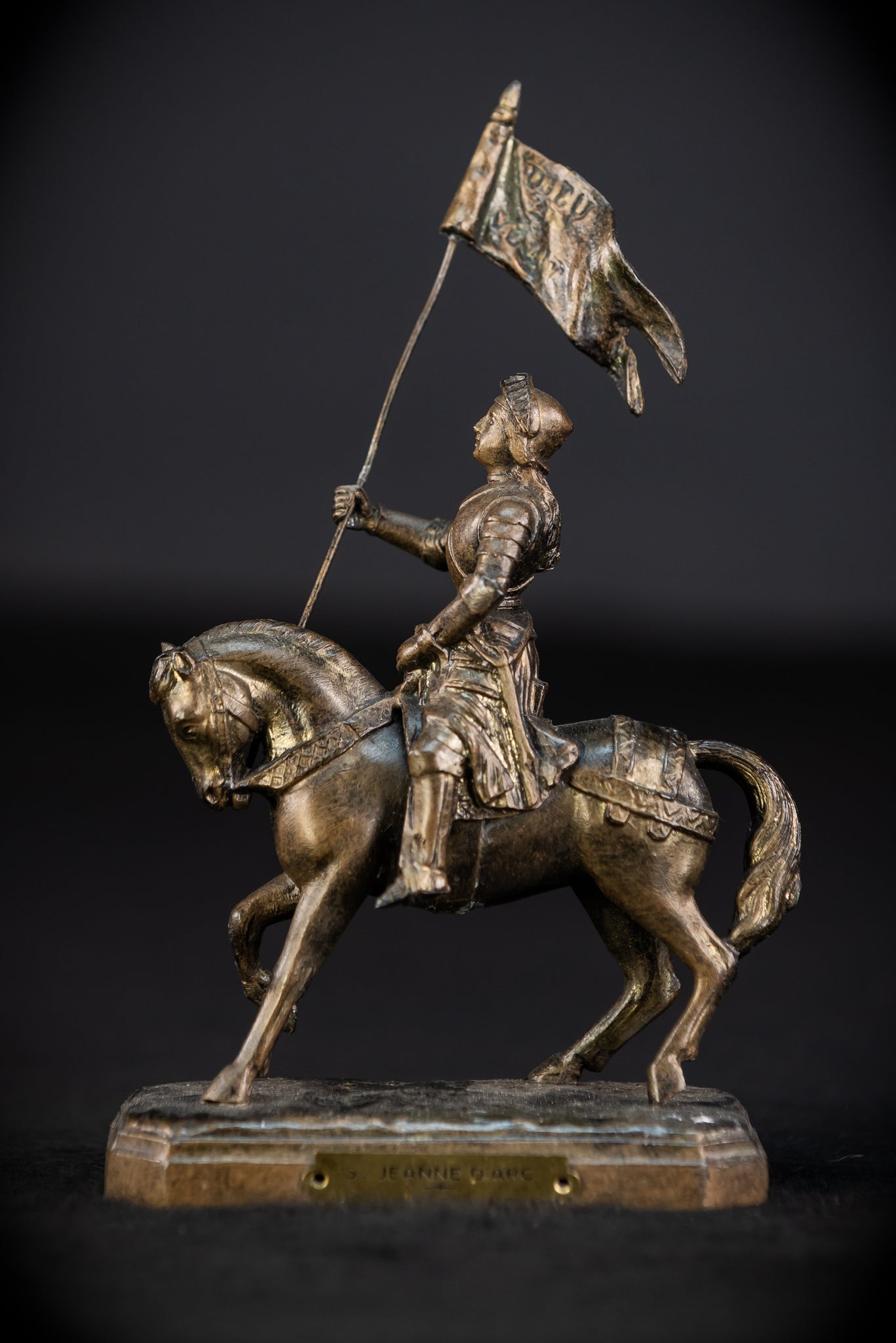 St Joan of Arc Bronzed Metal Statue | Antique