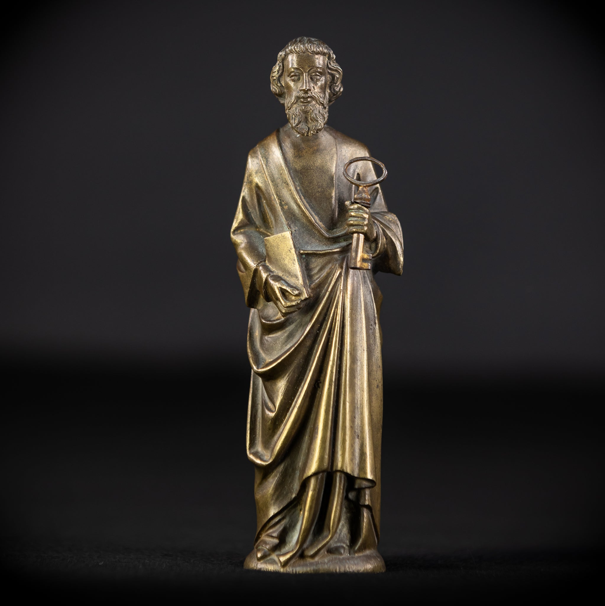 Saint Peter Bronze Statue | 1800s Antique | 6.3" / 16 cm