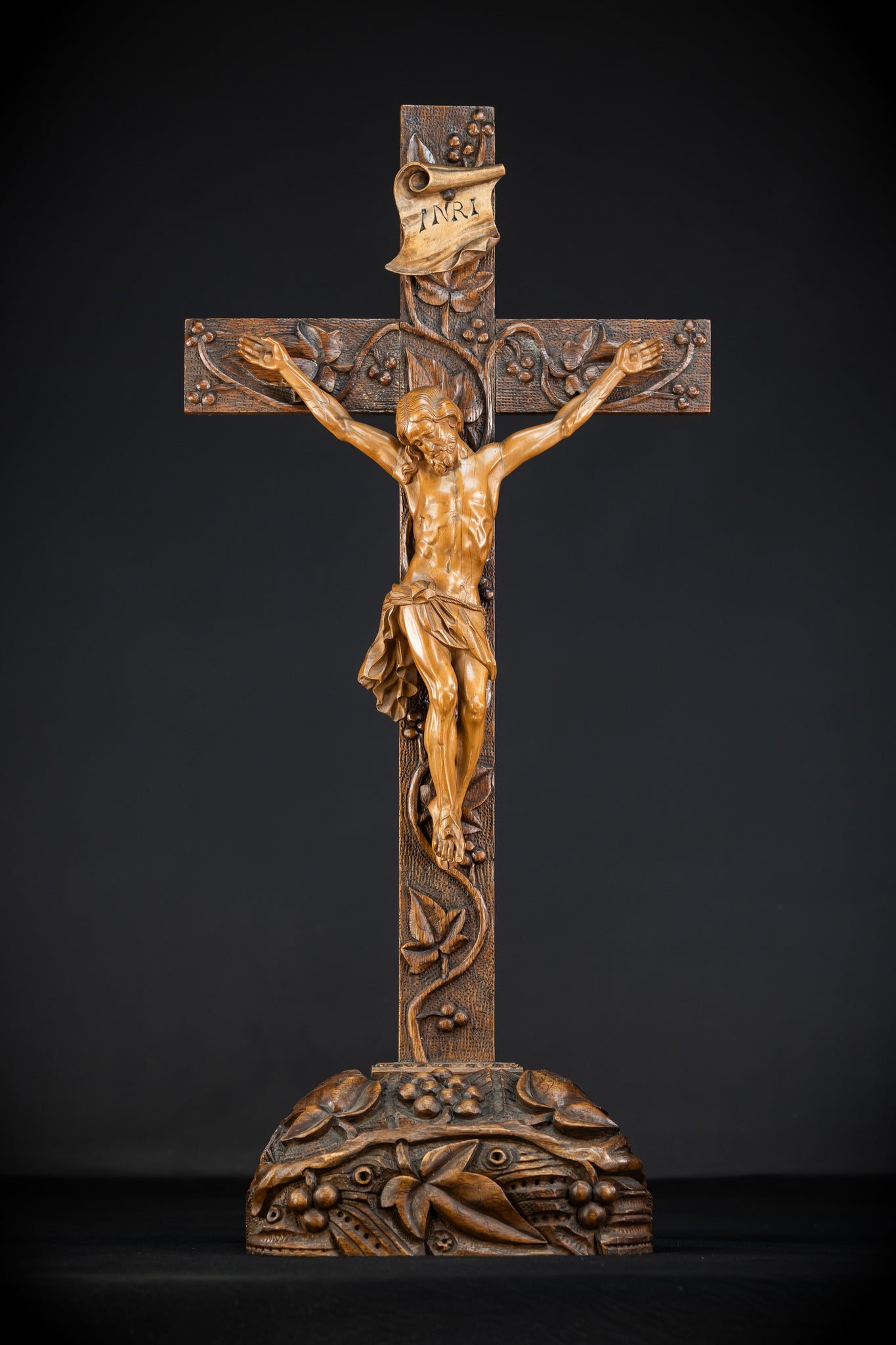 French Wooden Altar Crucifix | 1800s Antique | 29.9" / 76 cm