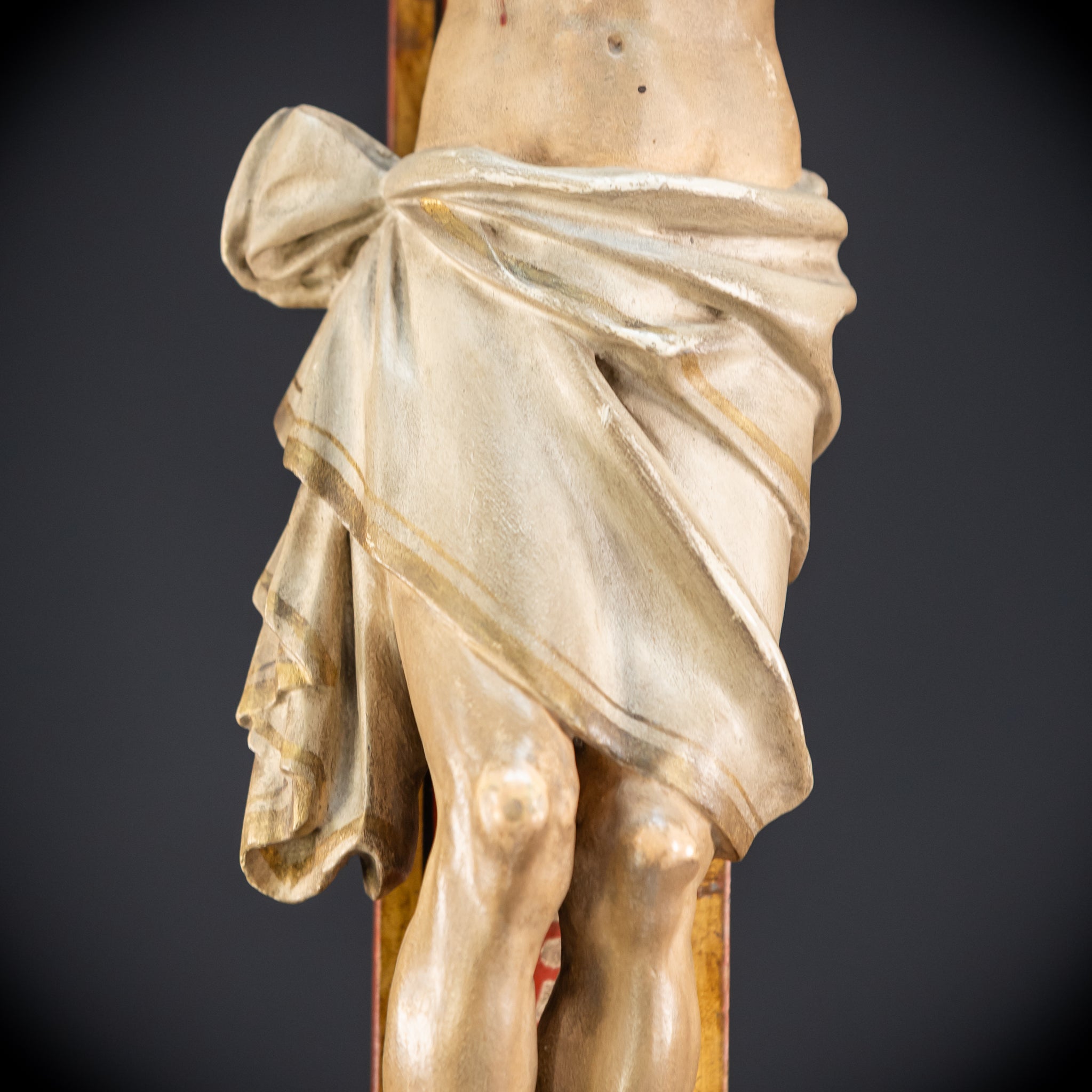 Antique Wood Carved Crucifix | 1800s Antique | 37.4 inches / 95 cm