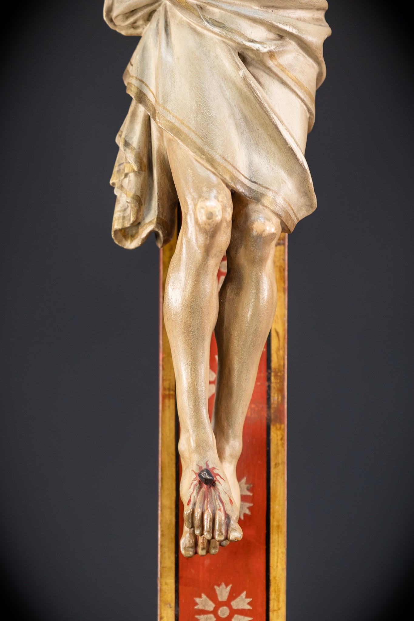 Antique Wood Carved Crucifix | 1800s Antique | 37.4 inches / 95 cm