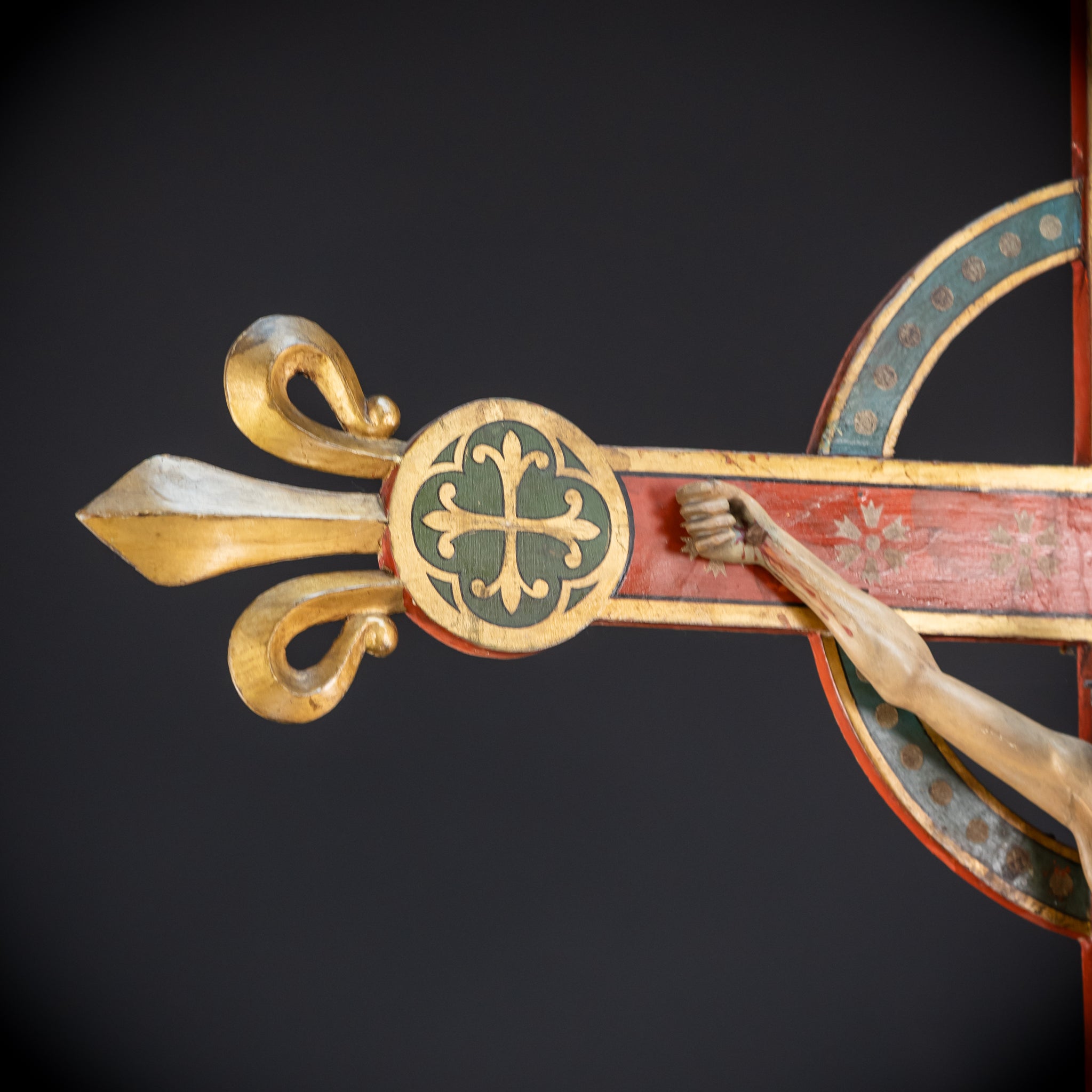 Antique Wood Carved Crucifix | 1800s Antique | 37.4 inches / 95 cm
