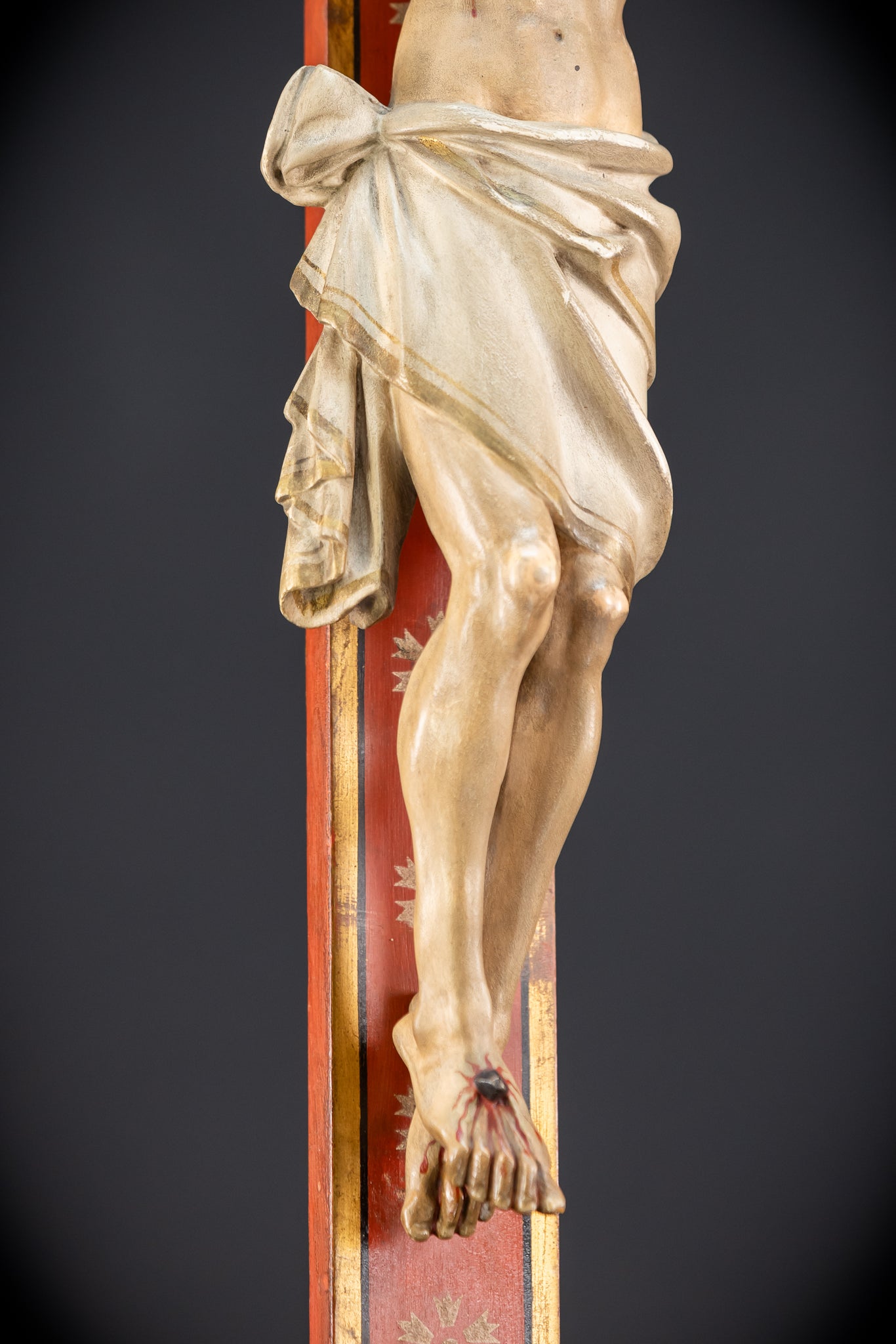 Antique Wood Carved Crucifix | 1800s Antique | 37.4 inches / 95 cm