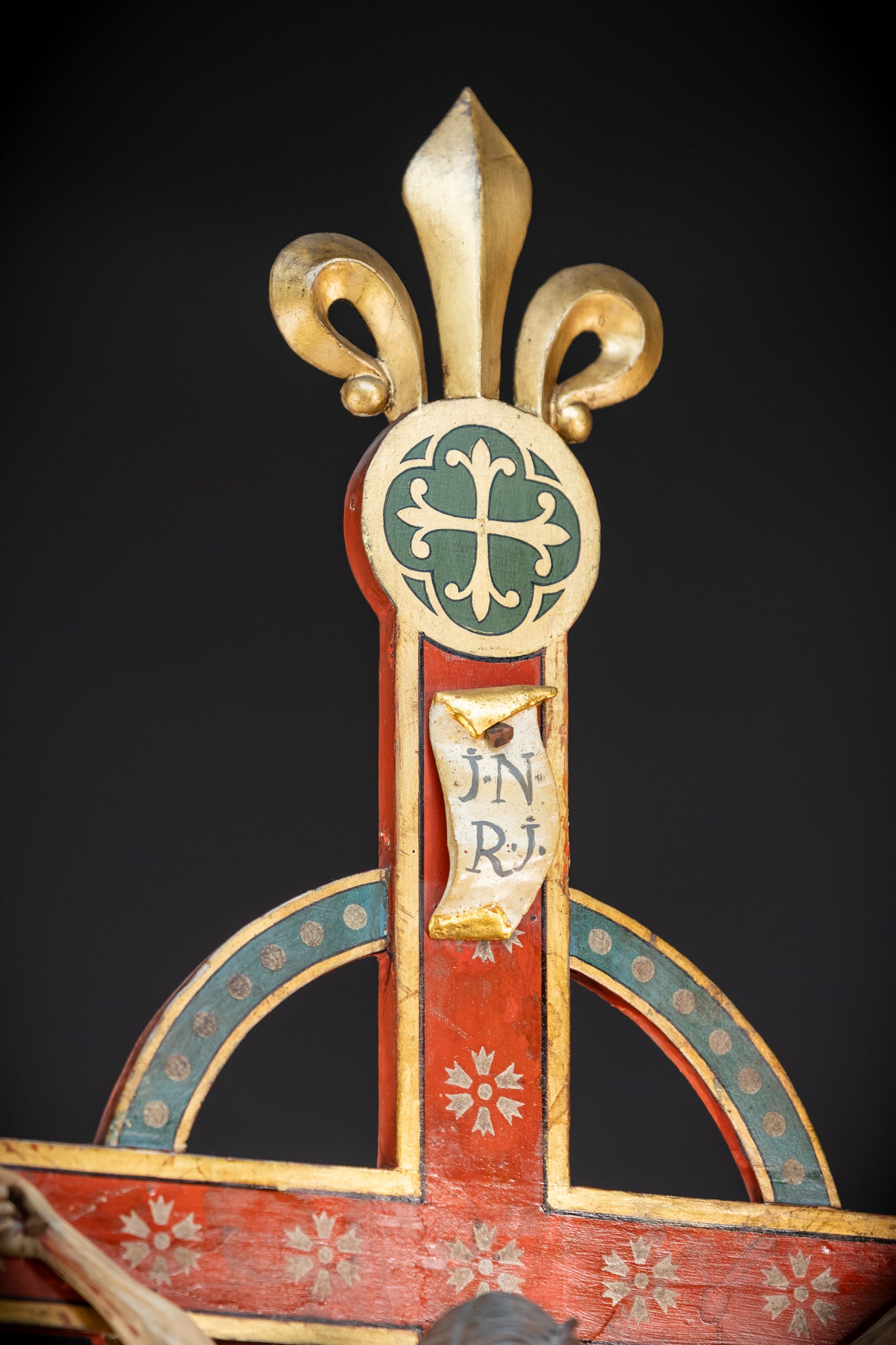 Antique Wood Carved Crucifix | 1800s Antique | 37.4 inches / 95 cm