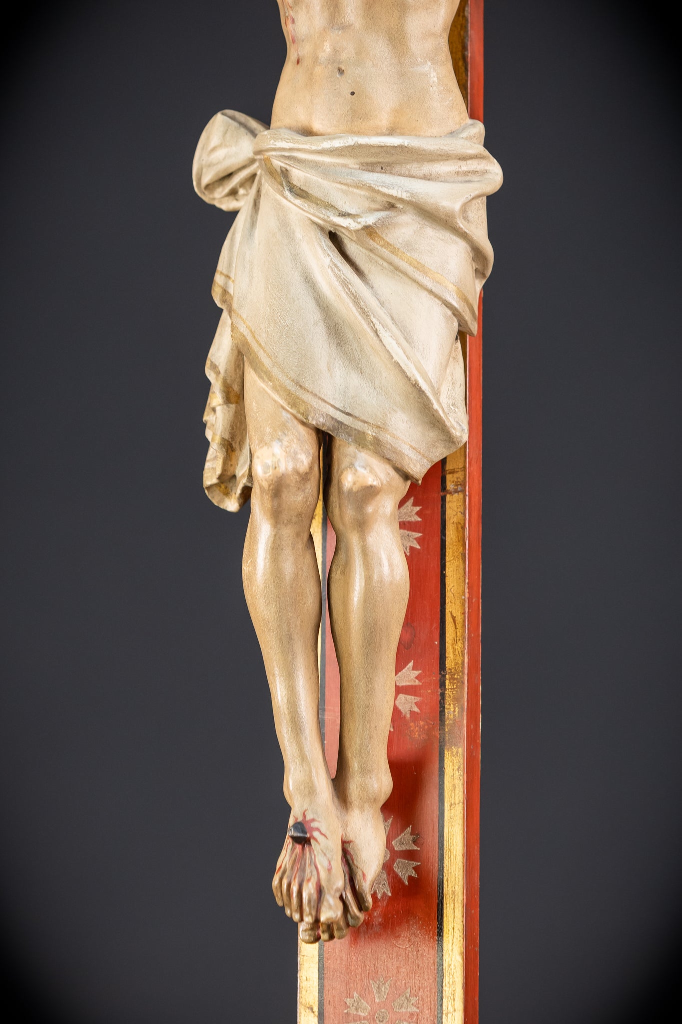Antique Wood Carved Crucifix | 1800s Antique | 37.4 inches / 95 cm