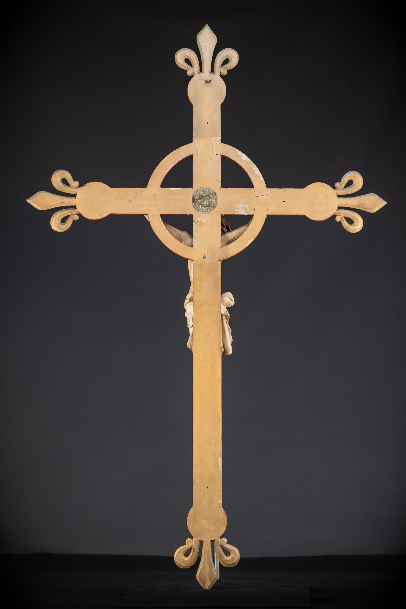 Antique Wood Carved Crucifix | 1800s Antique | 37.4 inches / 95 cm