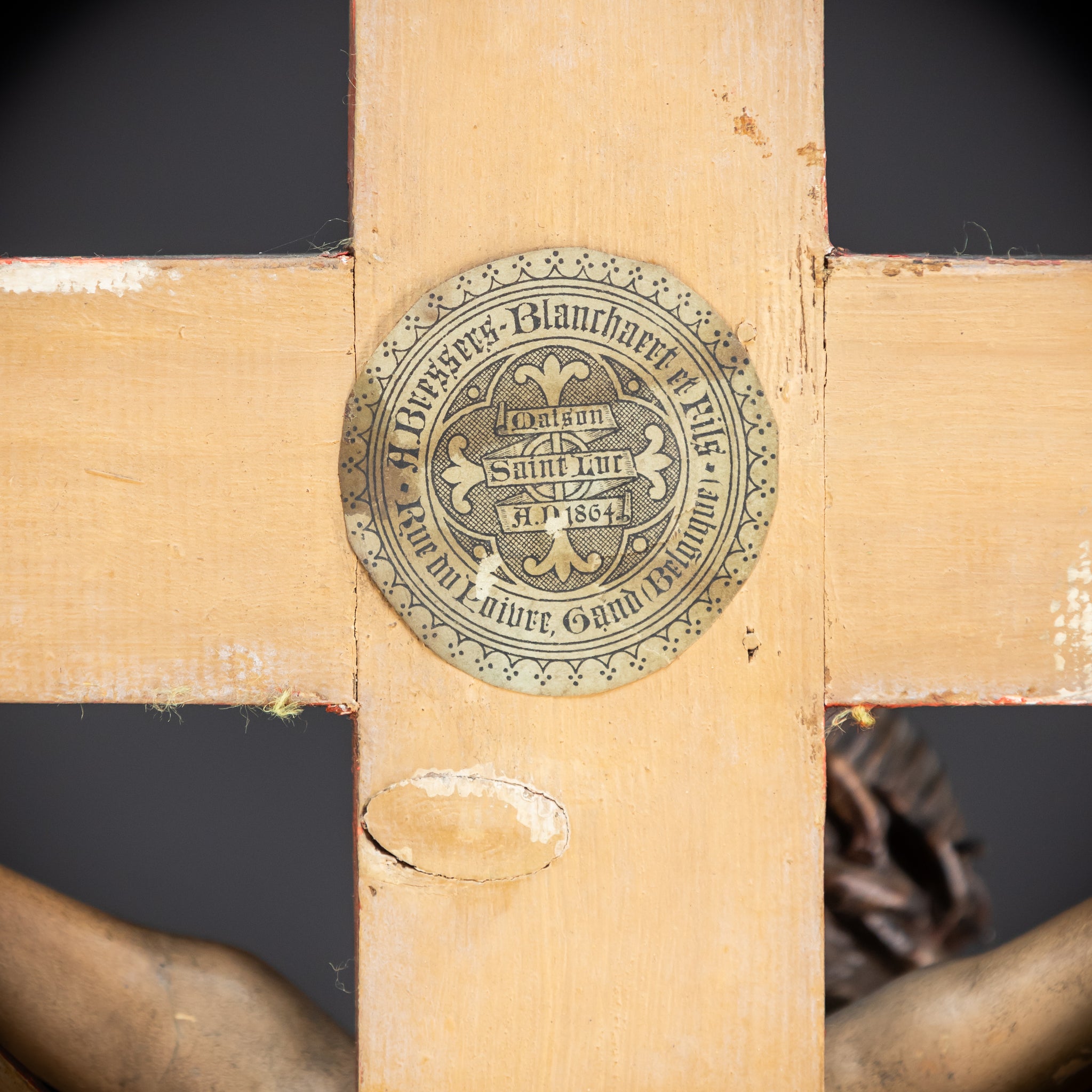 Antique Wood Carved Crucifix | 1800s Antique | 37.4 inches / 95 cm