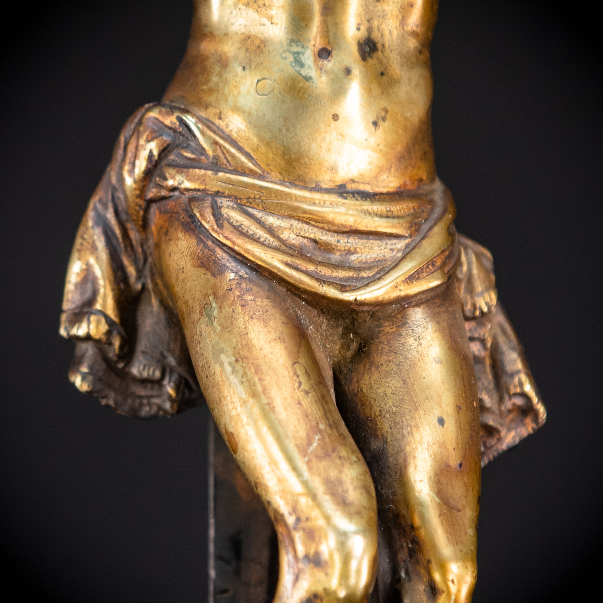 RARE 1500s Wooden Crucifix w Bronze Corpus Christi | 29.5"