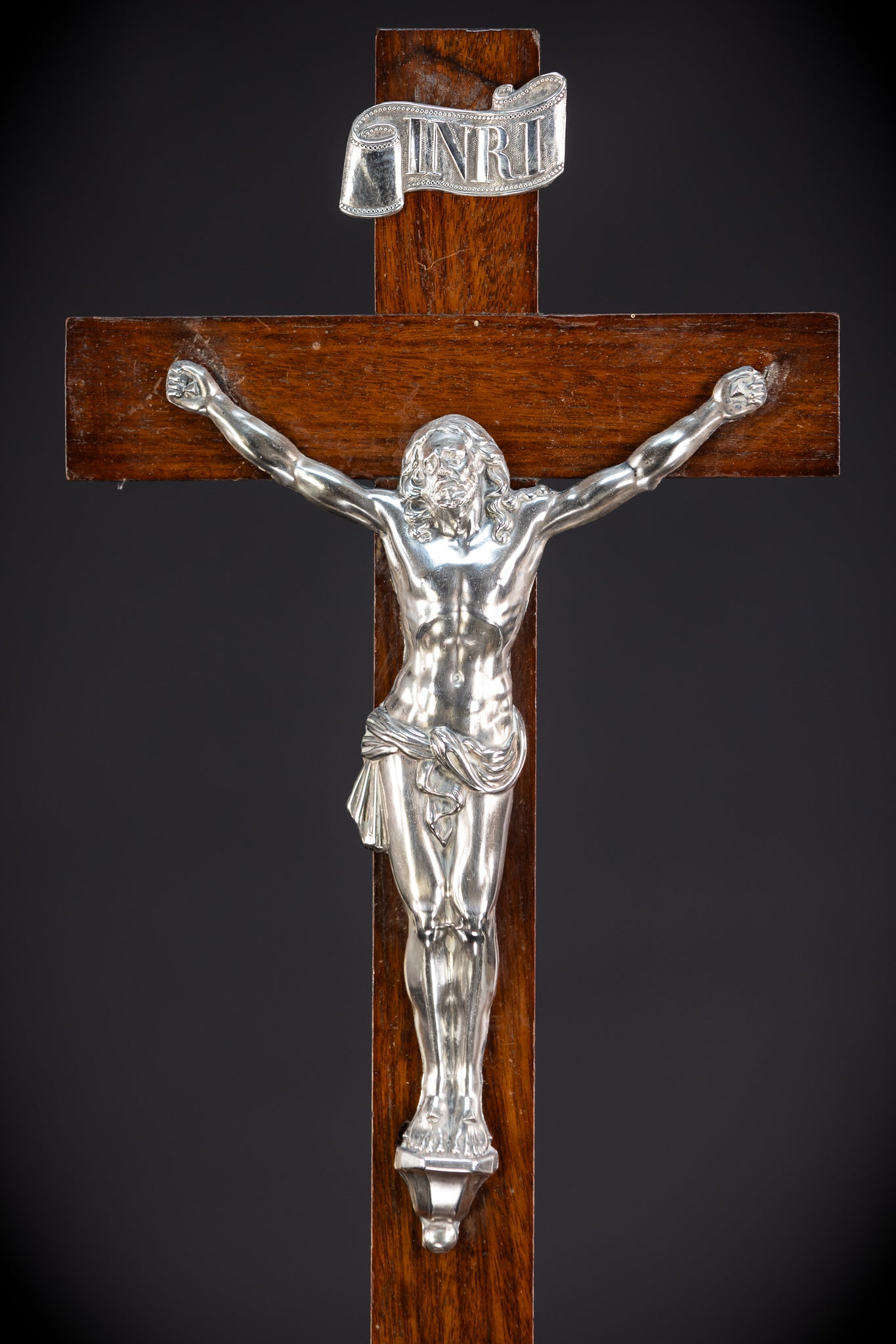 Altar Crucifix | Solid Silver Jesus Christ Antique 22"