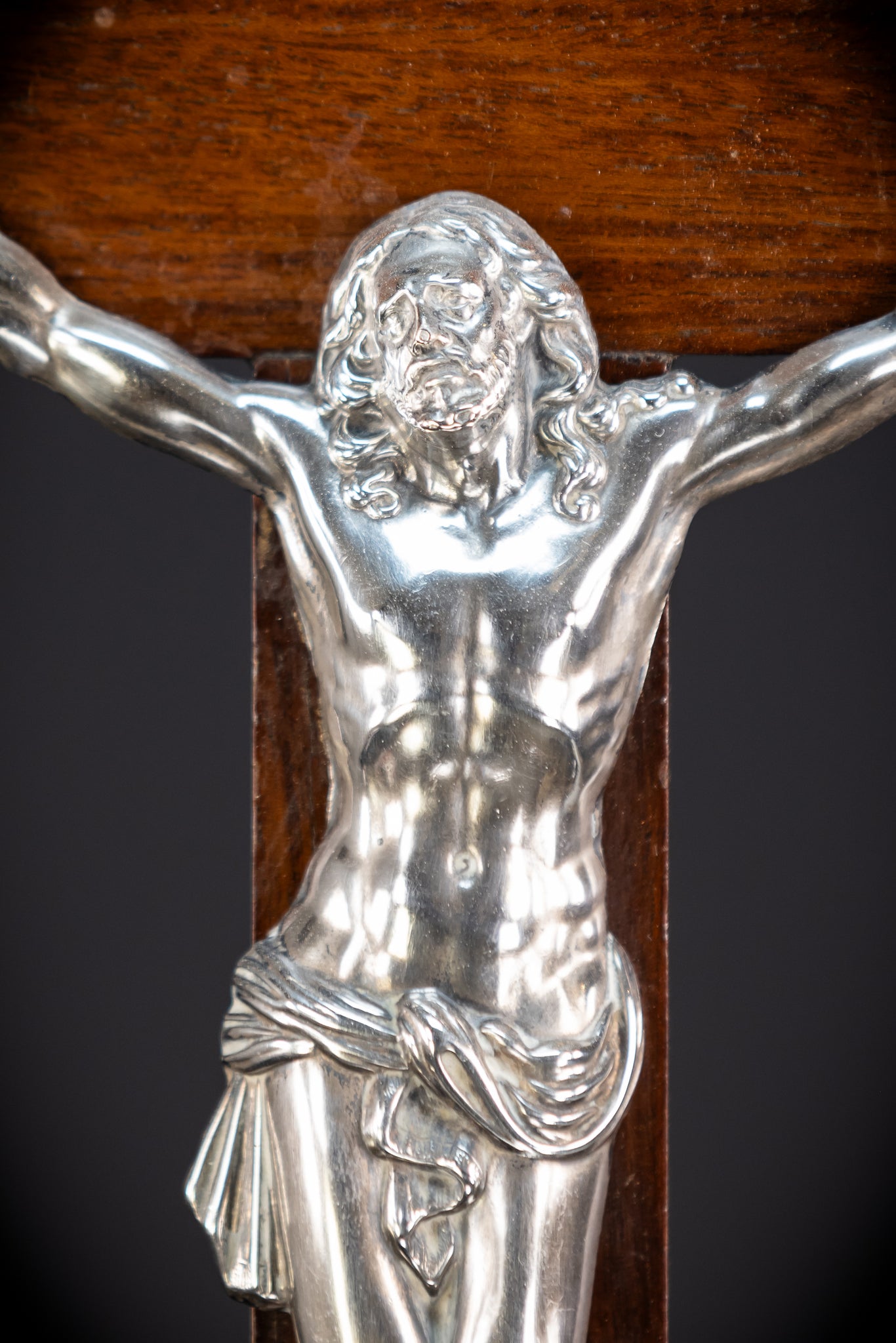 Altar Crucifix | Solid Silver Jesus Christ Antique 22"