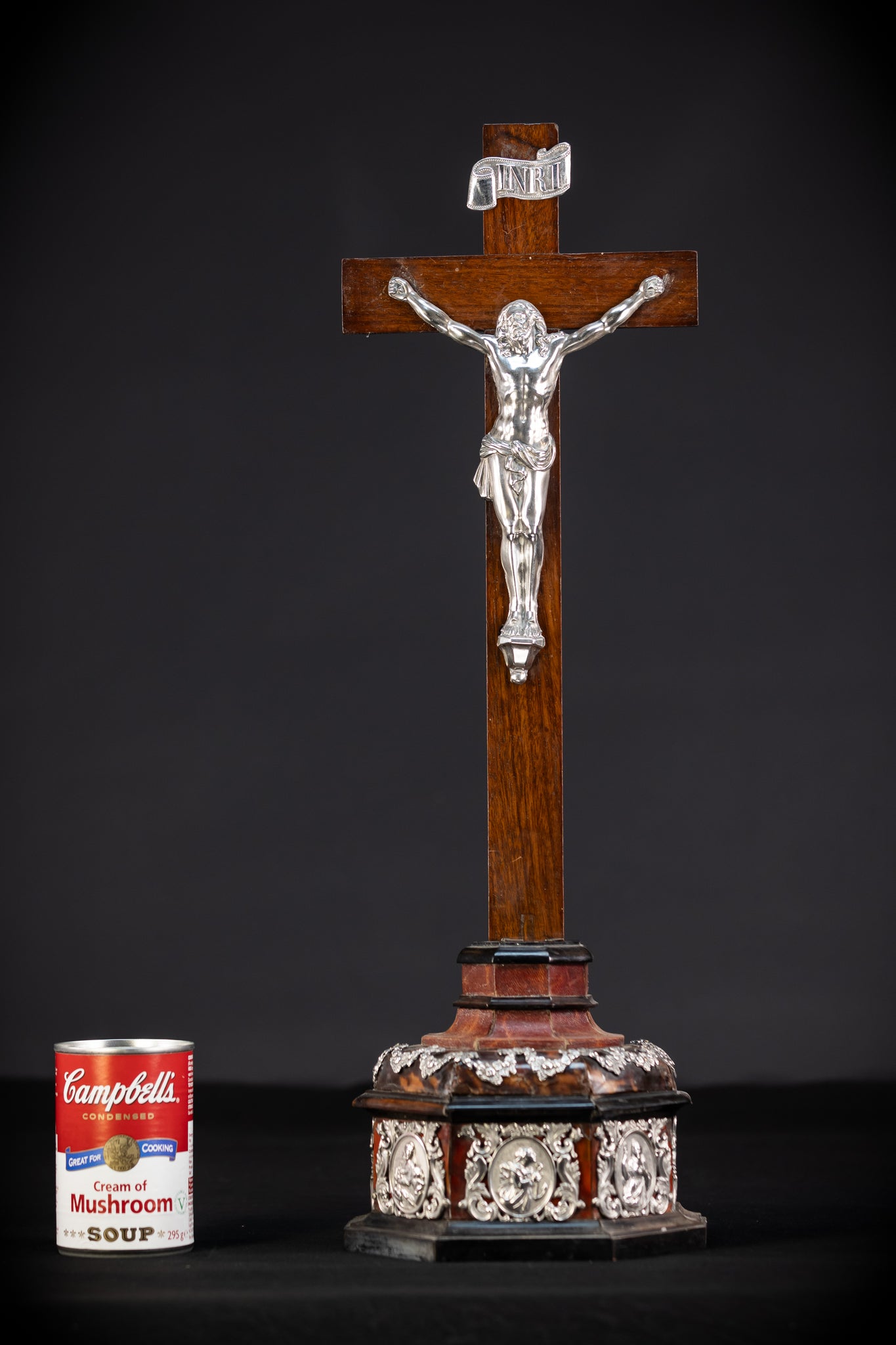 Altar Crucifix | Solid Silver Jesus Christ Antique 22"